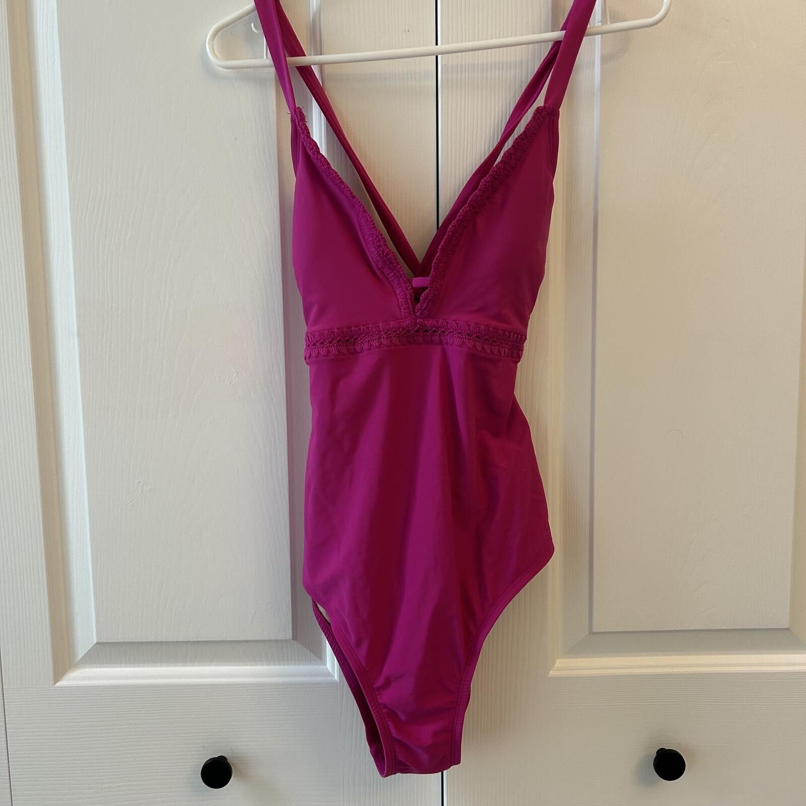 Other Kona Sol Women’s M One piece swimsuit Magenta Tie & V Neck Size ONE SIZE - 1 Thumbnail