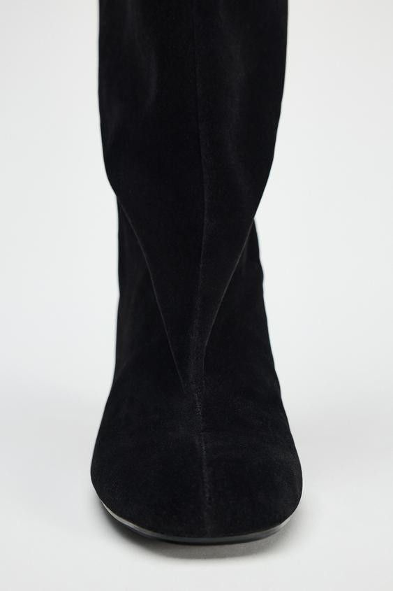 Zara VELVET LOOK HEELED BOOTS Size US 10 / IT 40 - 3 Thumbnail