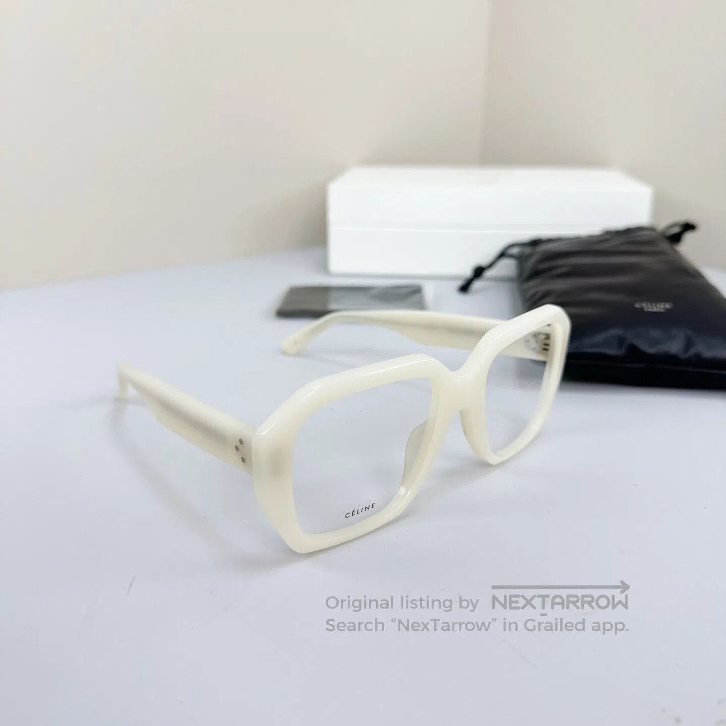Celine CELINE White Gold Foil Letter Non-Prescription Glasses| Size ONE SIZE - 2 Thumbnail