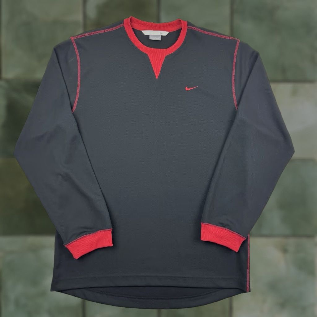 Nike VINTAGE Nike Long Sleeve Shirt Mens Adult Medium Black Polyester Y2K Sports 90s USA Tag Size US M / EU 48-50 / 2 - 1 Thumbnail