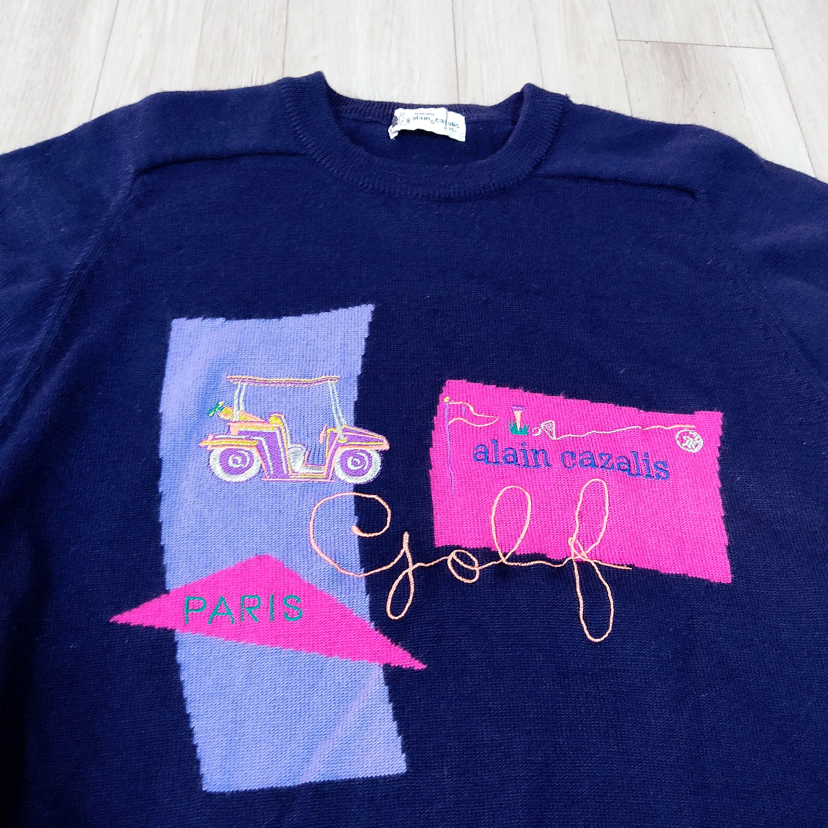 Designer × Les Artists × Vintage Alain Cazalis Paris Golf Comics Art Wool Sweatshirt Size US S / EU 44-46 / 1 - 5 Thumbnail