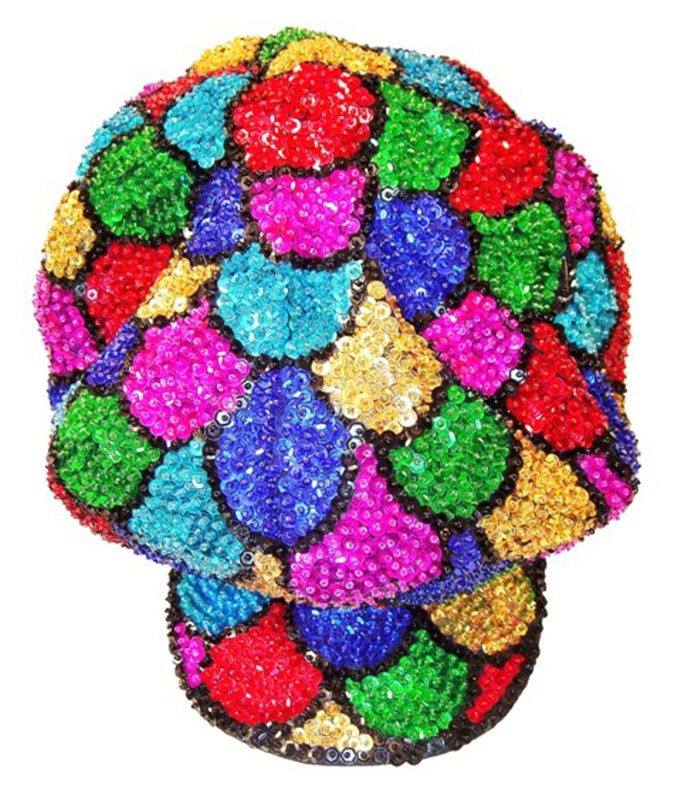 Designer Sequin Beaded Brando Cap Mosaic Shells Size ONE SIZE - 1 Preview