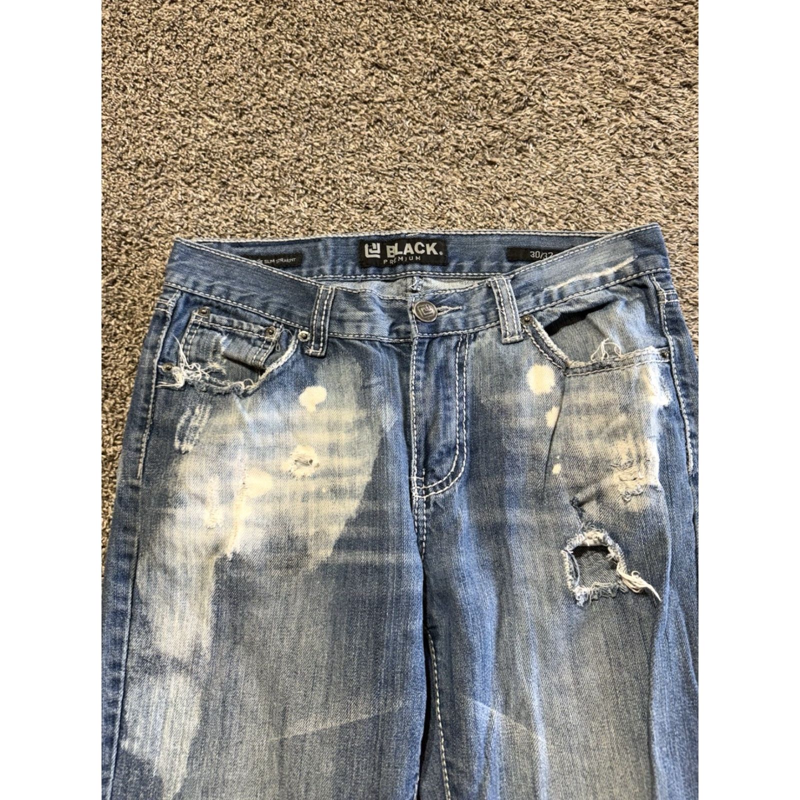 Denime Black Jeans Men Size 30 Blue Denim 30X32 Slim Straight Low Rise Size US 30 / EU 46 - 2 Thumbnail