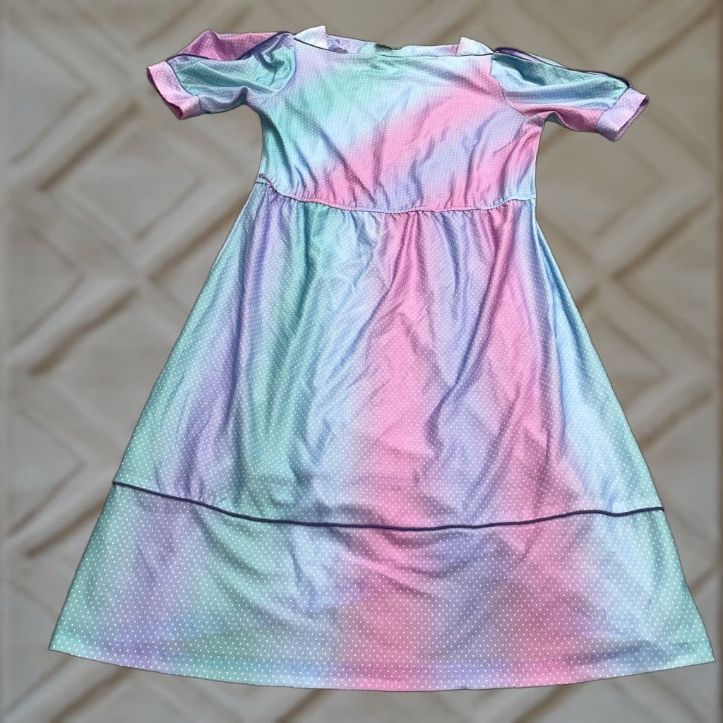Rainbow VINTAGE Franky B. Dress Womens 18 Midi A-Line Polka Dot Rainbow  Multicolor Pastel Y2K 90s Casual Shirt | Grailed
