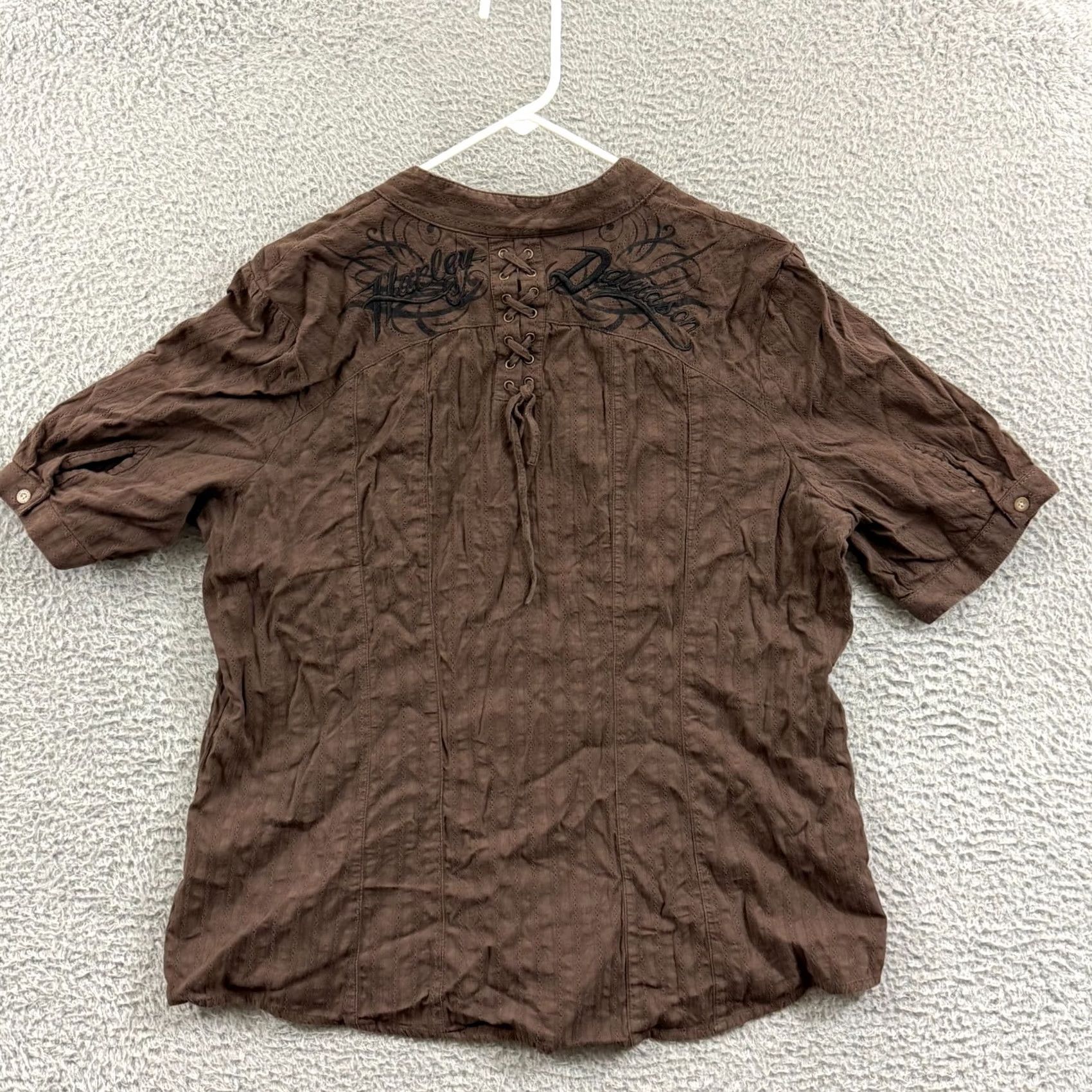 Harley Davidson Harley-Davidson Shirt Womens 1W Brown V-Neck Button Up Casual Biker Motorcycle Size XS / US 0-2 / IT 36-38 - 6 Thumbnail