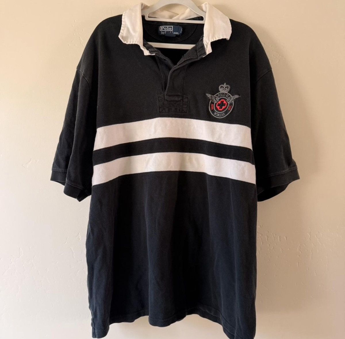 Polo Ralph Lauren Vintage Polo Ralph Lauren Shot Sleeve Rugby Size US XL / EU 56 / 4 - 1 Thumbnail
