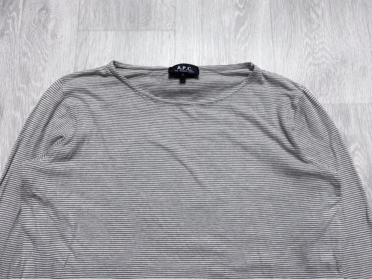 A.P.C. Womens A.P.C. APC Wide Neck Striped Cotton Long Sleeve Shirt Size L / US 10 / IT 46 - 13 Thumbnail