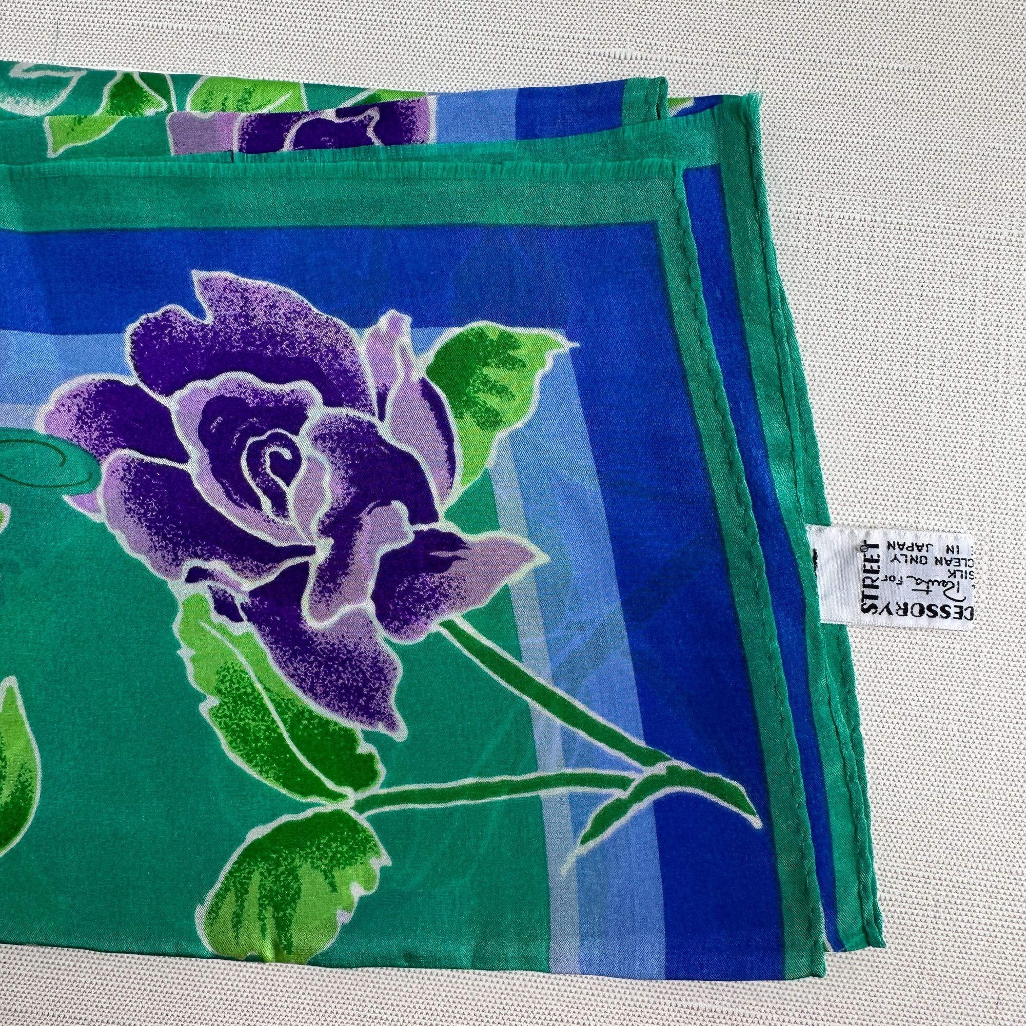 Oscar De La Renta Oscar de la Renta Green Blue Purple Silk Scarf 10x50 Size ONE SIZE - 6 Thumbnail