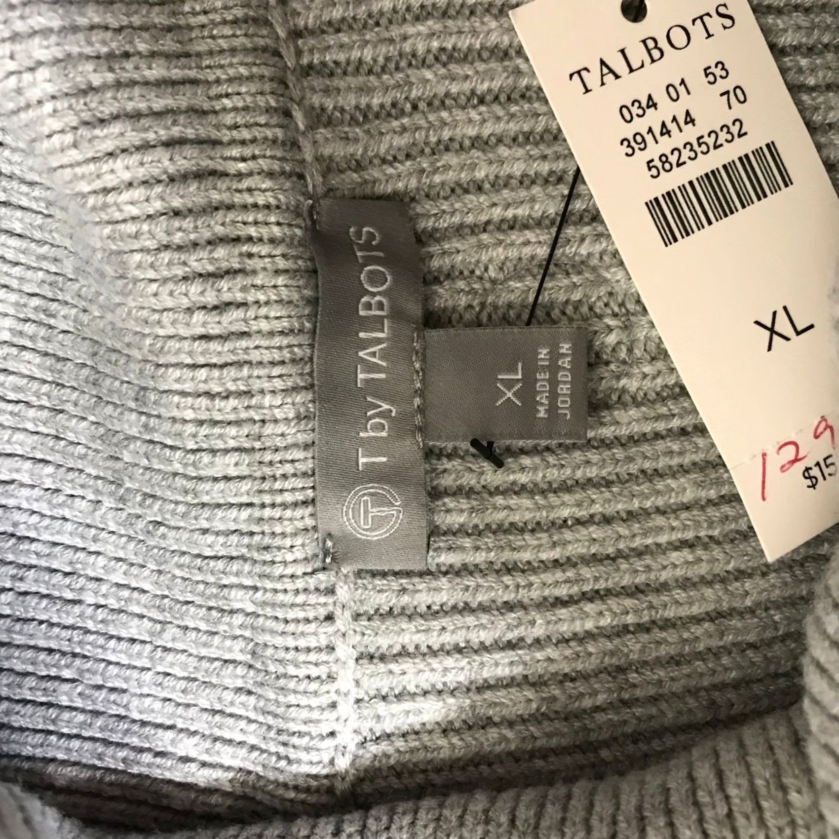 Talbots VINTAGE? No. T by Talbots XL Grey Waffle Knit Full Zip Cardigan - Women Size XL / US 12-14 / IT 48-50 - 7 Thumbnail