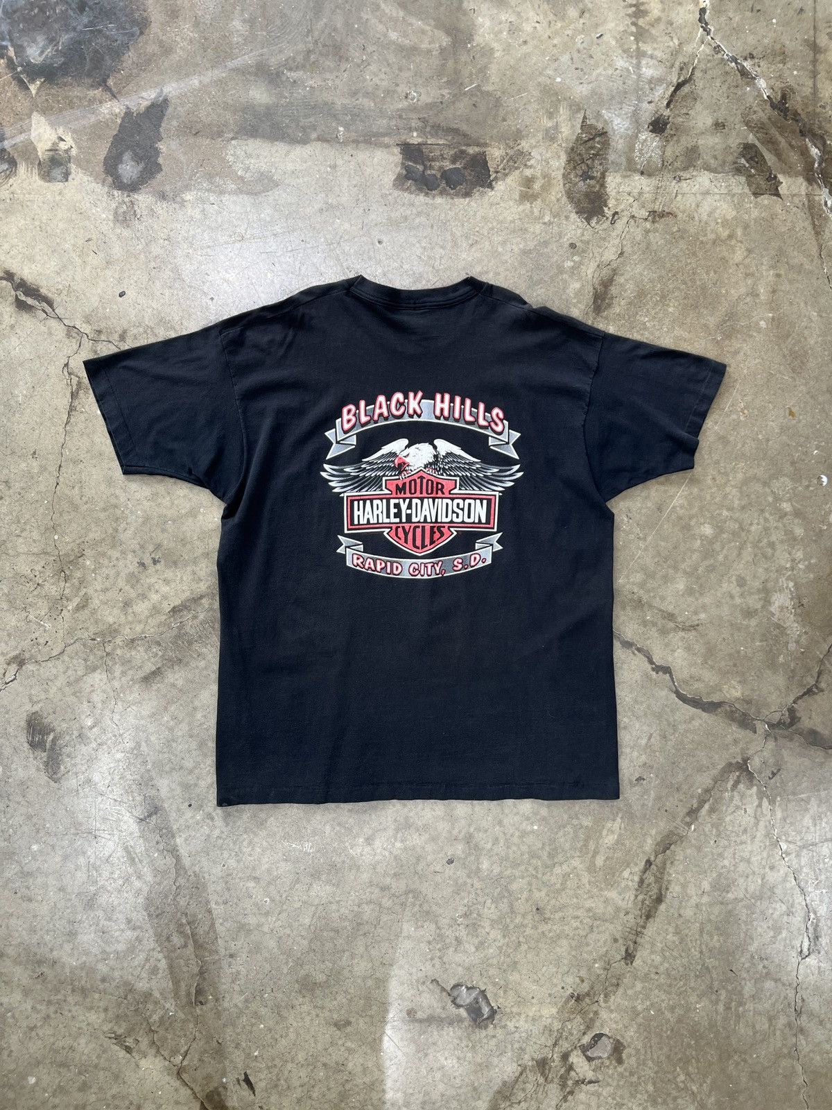 Harley Davidson Vintage Harley Davidson 90s Motorcycle Black Hills Tee XXXL Size US XXL / EU 58 / 5 - 2 Thumbnail