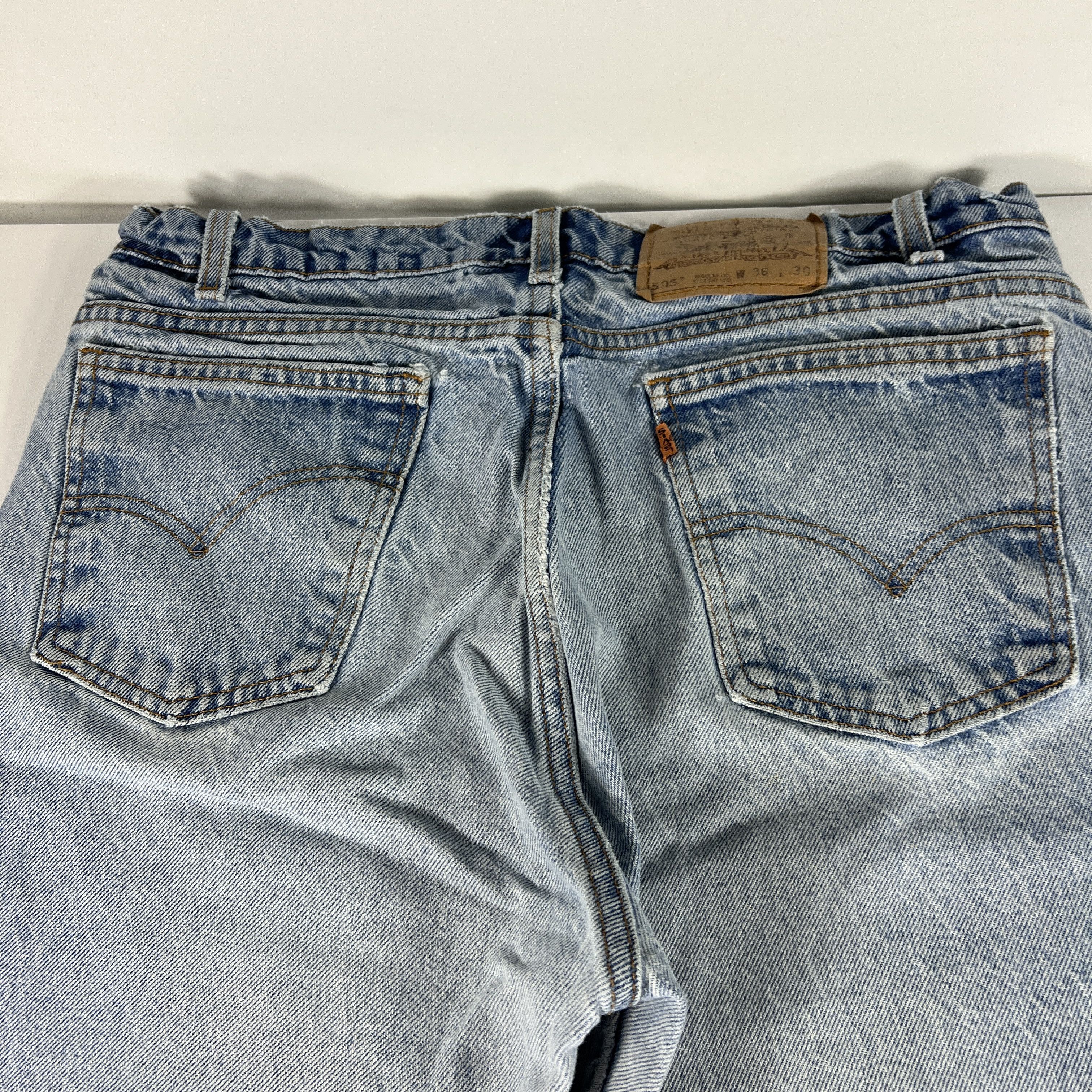 Levi's × Vintage VTG 90s Levi's Jeans 505 Straight Blue Denim Orange Tab Size US 34 / EU 50 - 15 Thumbnail