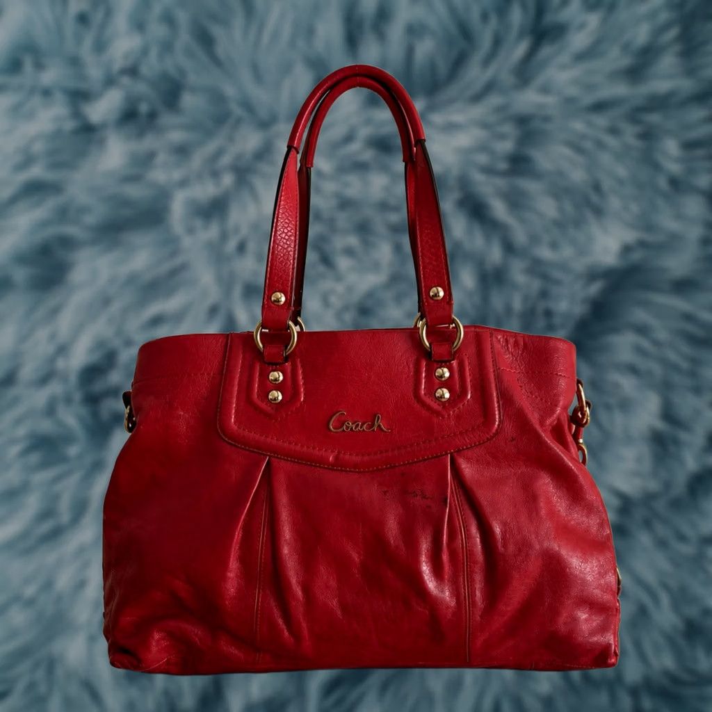 VINTAGE Coach Ashley Leather Carryall Shoulder Bag Red Y2K Medium 