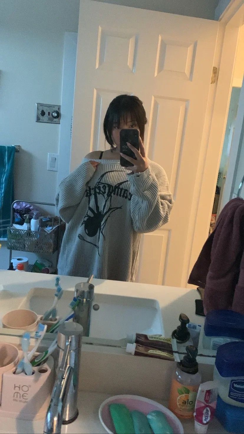 Vintage Sweater Pullover Spider print Gothic Grunge style Hip-hop Size US XL / EU 56 / 4 - 10 Thumbnail