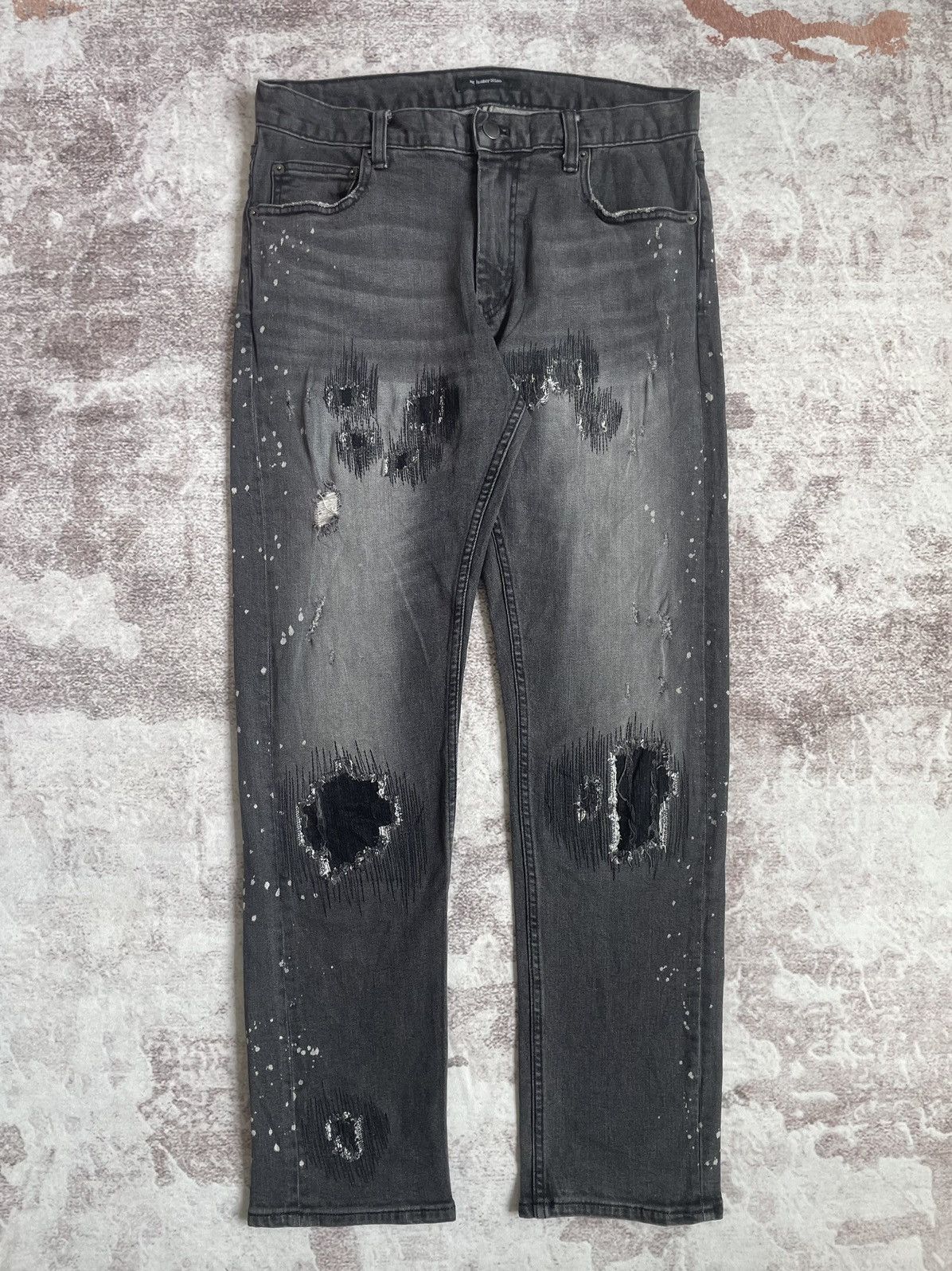 image of Number N Ine x Takahiromiyashita The Soloist Number Nine Distressed Denim Pants in Black (Size 30)