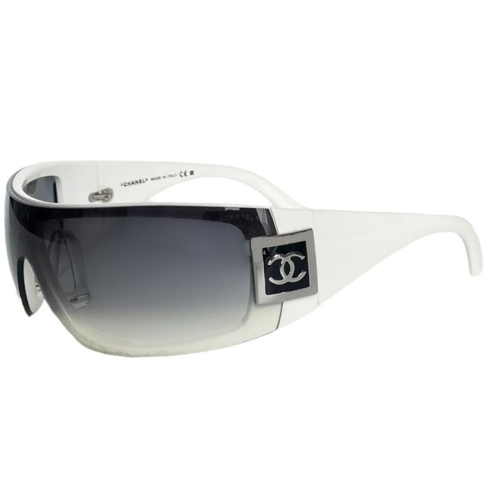 Chanel Chanel sunglasses vintage logo ski wraparound white y2k