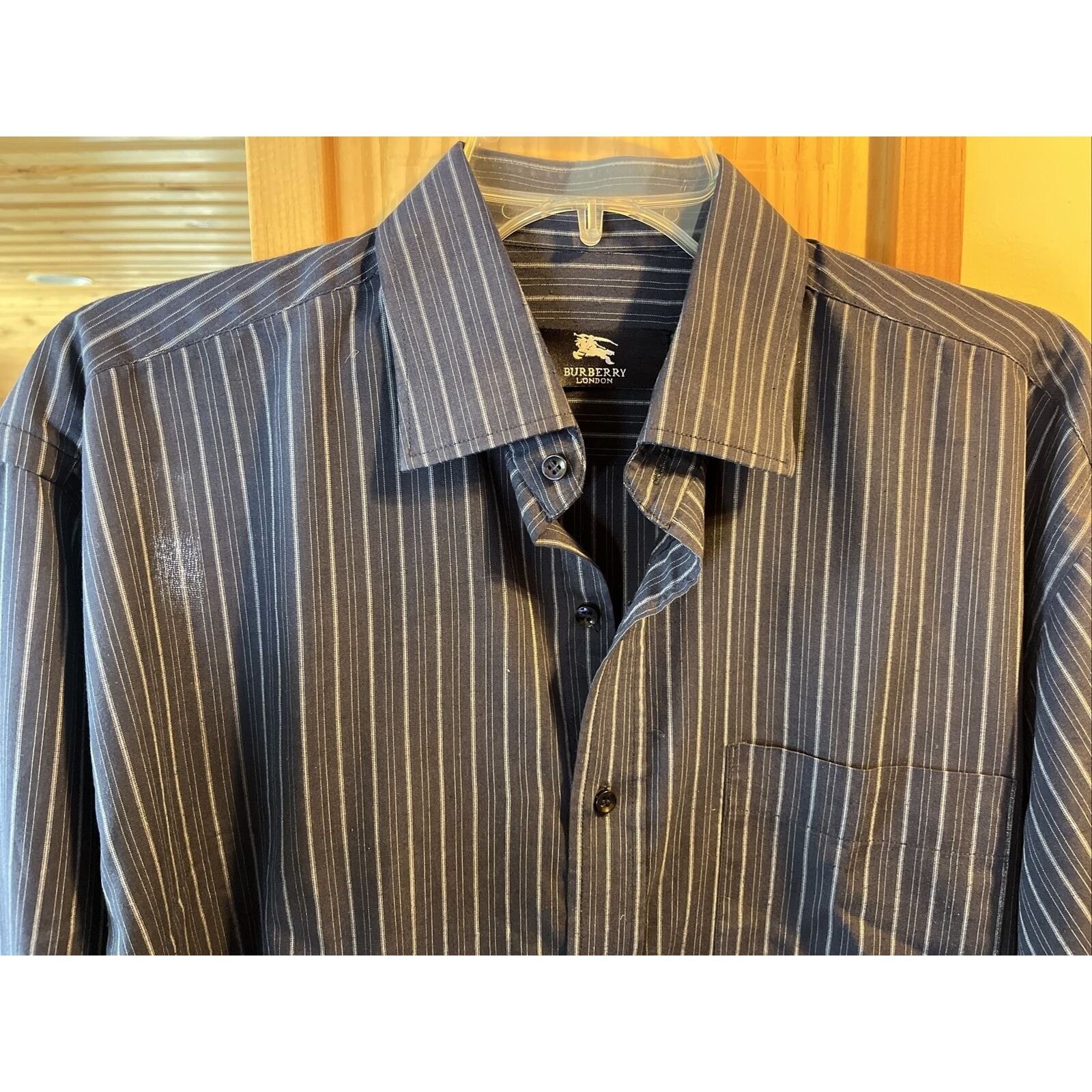 Burberry Burberry London Men’s 16 Blue Striped LS Button Cotton Shirt Size US L / EU 52-54 / 3 - 4 Thumbnail