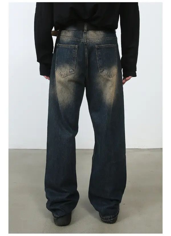 VIBE Washed vintage distressed straight loose jeans Size US 34 / EU 50 - 6 Thumbnail
