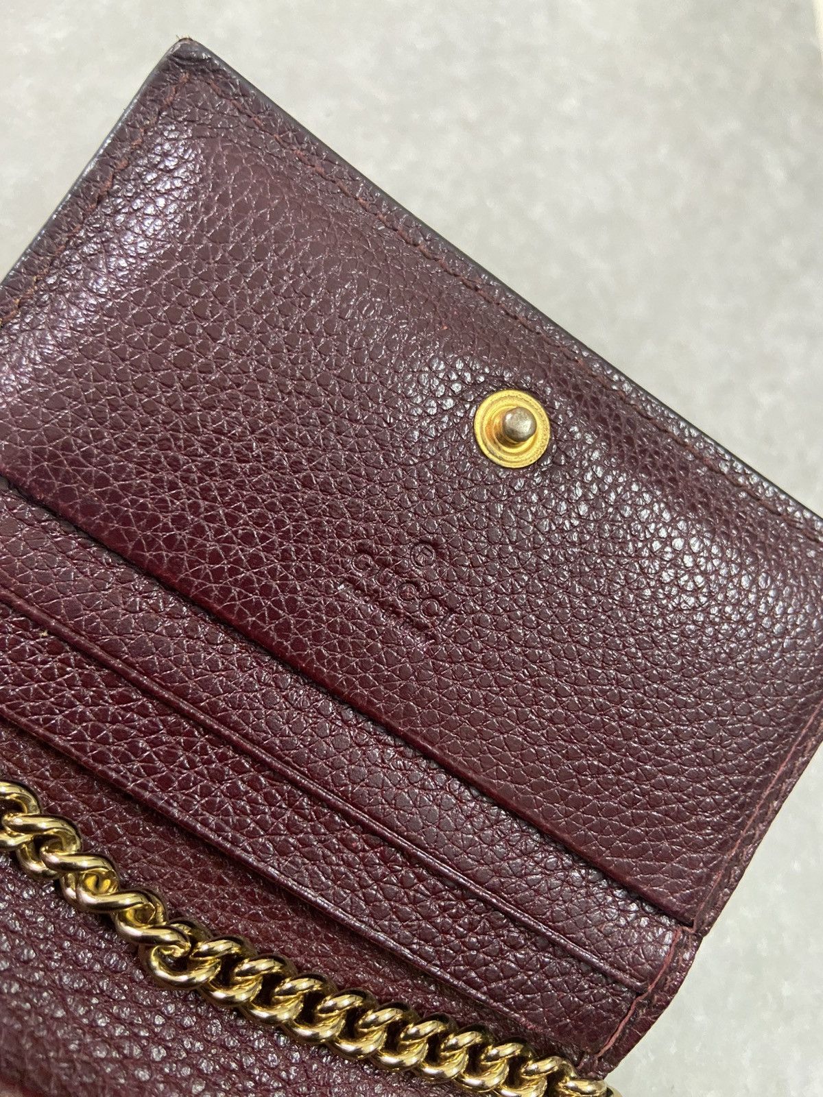 Gucci Gucci Zumi Leather Gold Chain Bi-Fold Mini Wallet Size ONE SIZE - 4 Thumbnail