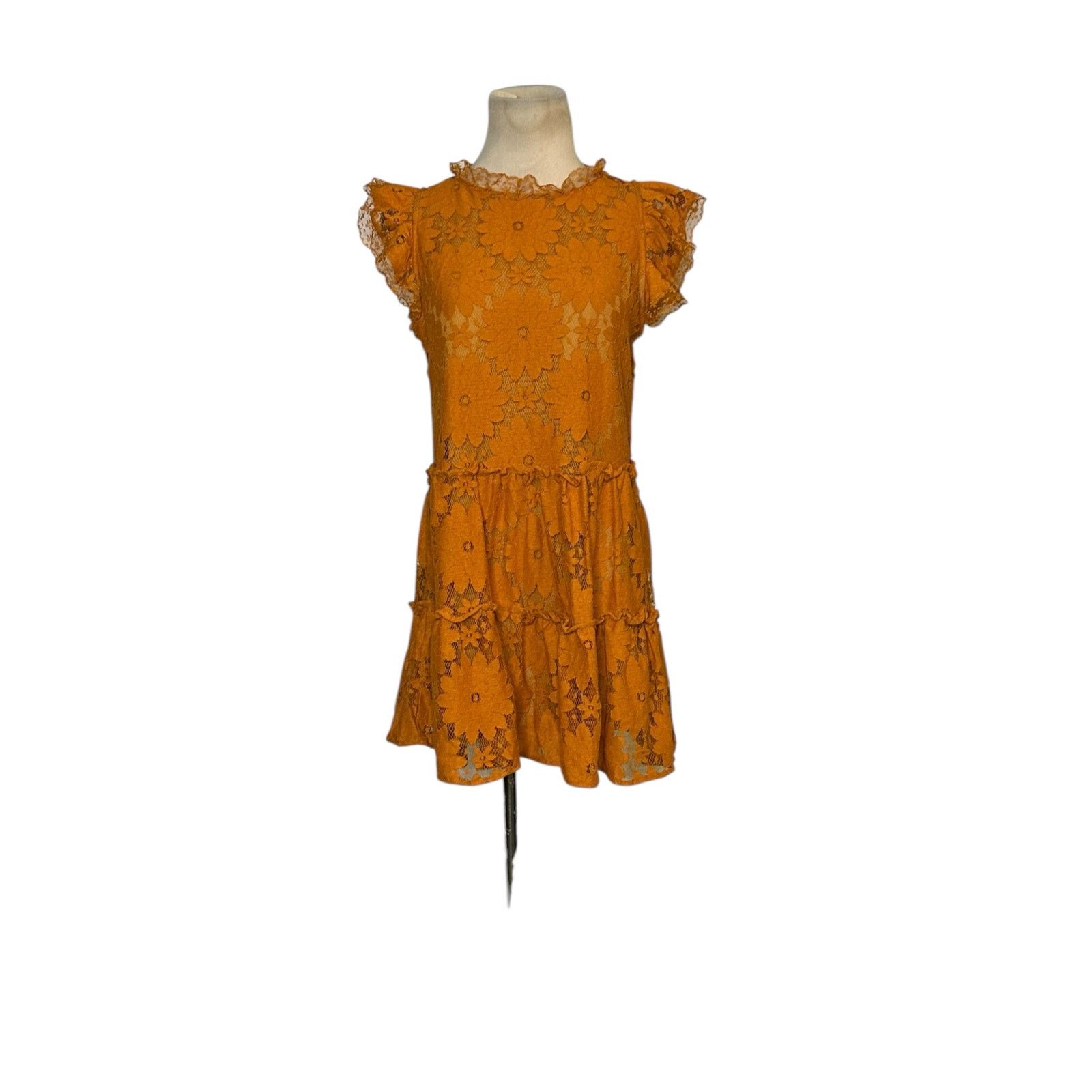 Anthropologie Blue Tassel gold floral lace tiered tunic mini dress size XS Size XS / US 0-2 / IT 36-38 - 11 Thumbnail