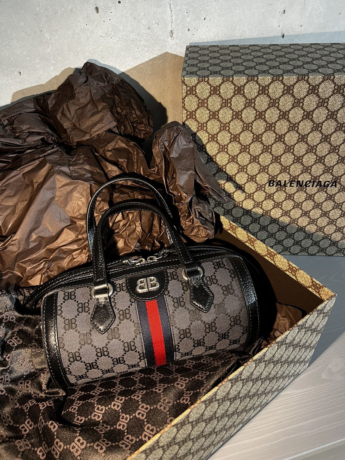 Gucci Gucci x Balenciaga Black Monogram Jacquard Canvas Hacker bag Size ONE SIZE - 2 Thumbnail