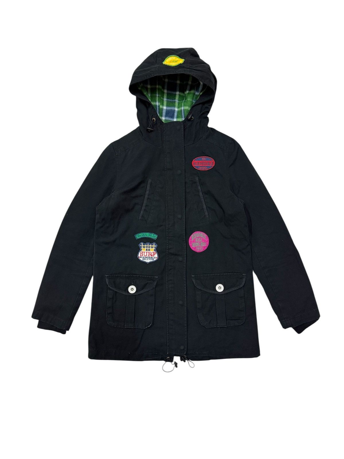 Japanese Brand Bluemoon Jeans Patches Fleece Lined Parka Jacket Hoodie Size S / US 4 / IT 40 - 1 Thumbnail