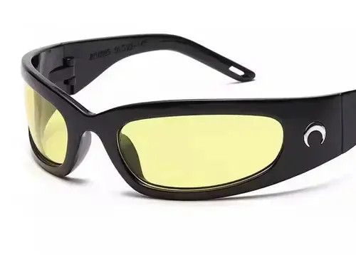 Electric Visual Kurt Cobain Futuristic Sunglasses Hip Hop Grunge Y2K Yellow Size ONE SIZE - 2 Thumbnail