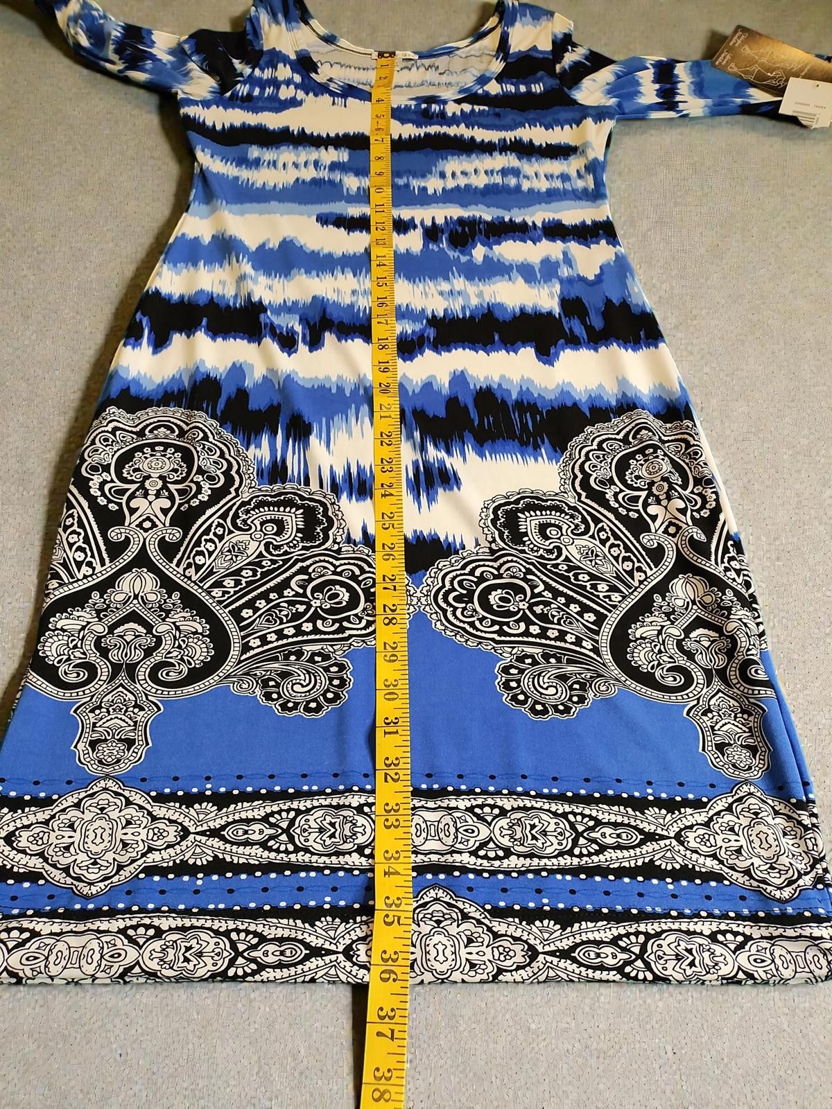 Other Amanda Lane Royal Blue and White Mood Dress with Paisley and Size L / US 10 / IT 46 - 6 Thumbnail