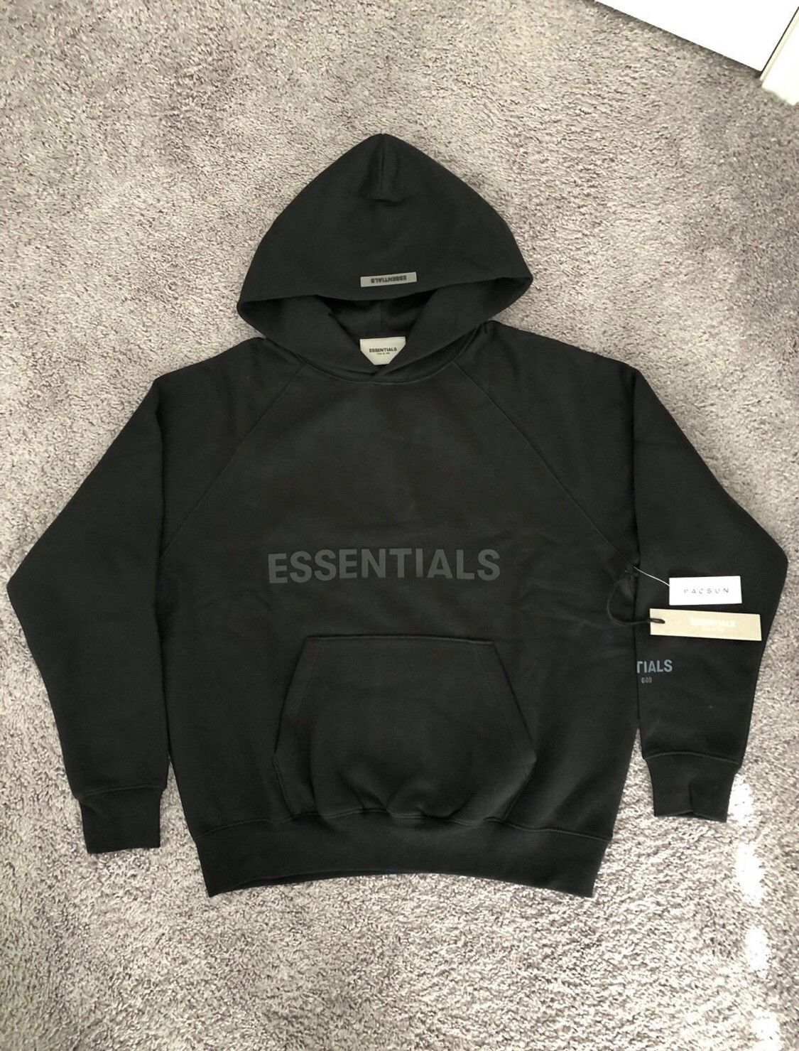 image of Fear Of God Essentials Pullover Hoodie Appliqué Logo Size Xs in Black, Men's