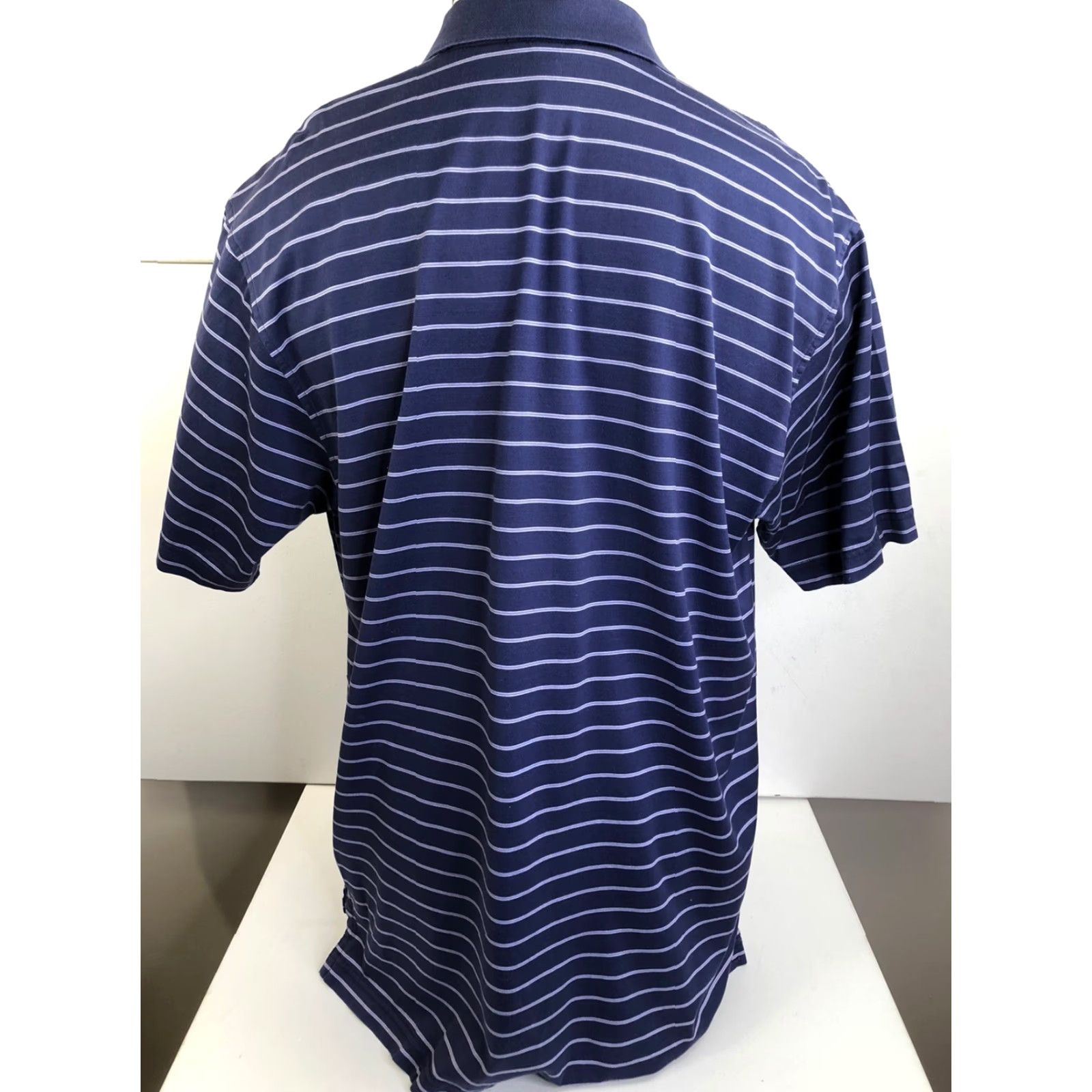 Peter Millar PETER MILLAR Polo Shirt Mens L Golf Striped Purple/White Horizontal Shirt Polo GOLF Mens L Size US L / EU 52-54 / 3 - 3 Thumbnail