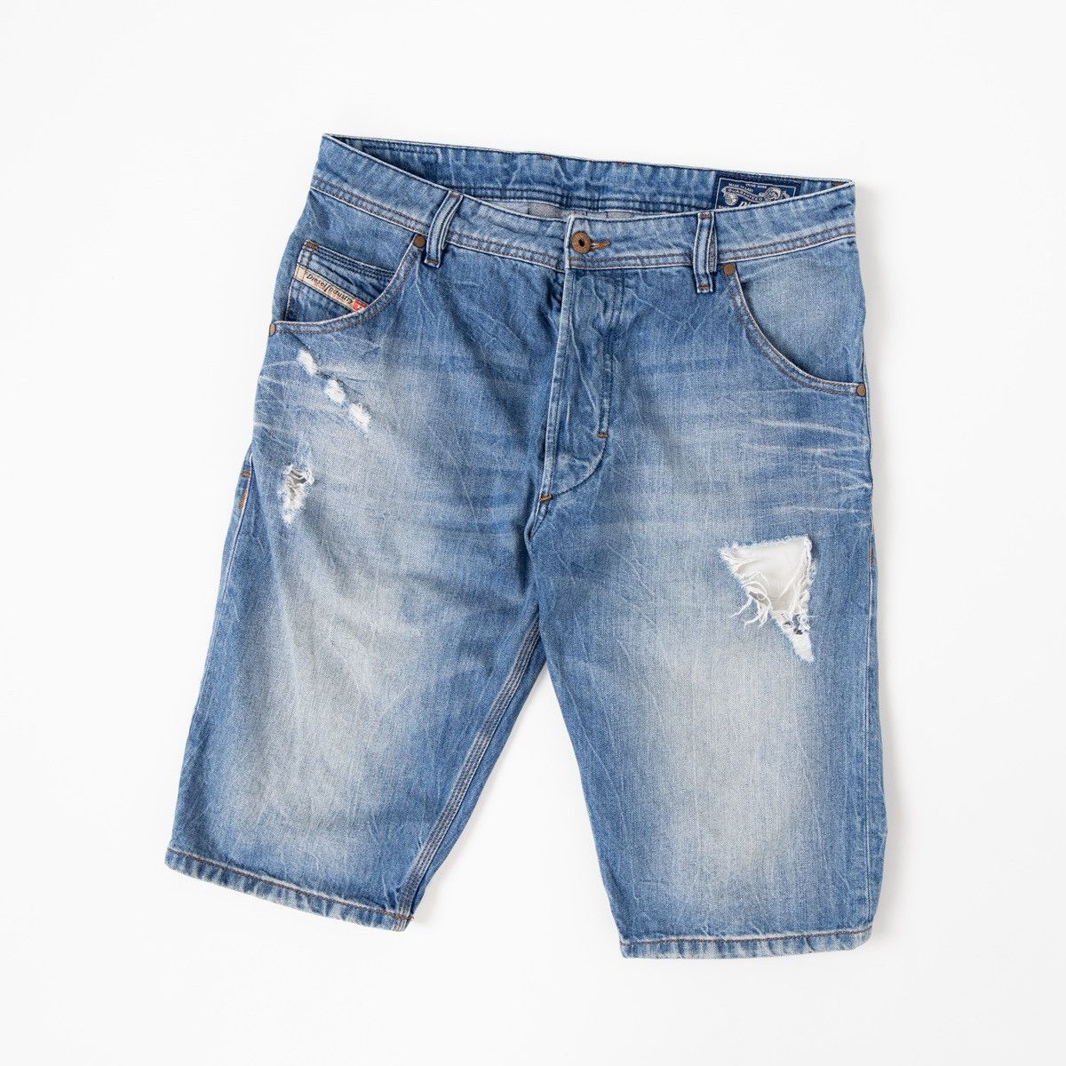 Diesel Diesel Kroshort Men Blue Denim Shorts Distressed Knee Length Size US 32 / EU 48 - 1 Thumbnail