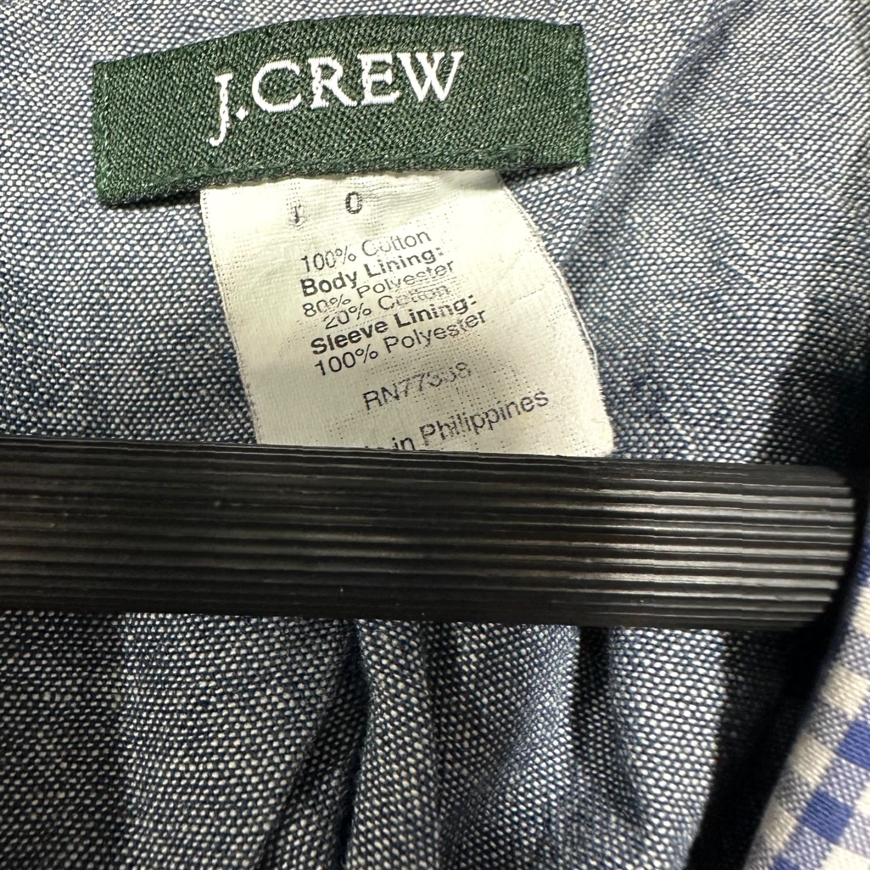 J.Crew J.CREW Blazer Womens 0 Blue White Gingham Cotton Lined 2 Button Jacket Notch Lapel Regular Short Sleeve Buttoned Front Vintage: No Size XS / US 0-2 / IT 36-38 - 5 Thumbnail