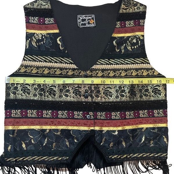 Vintage Joujou metallic tapestry fringe vintage vest Size L / US 10 / IT 46 - 6 Thumbnail