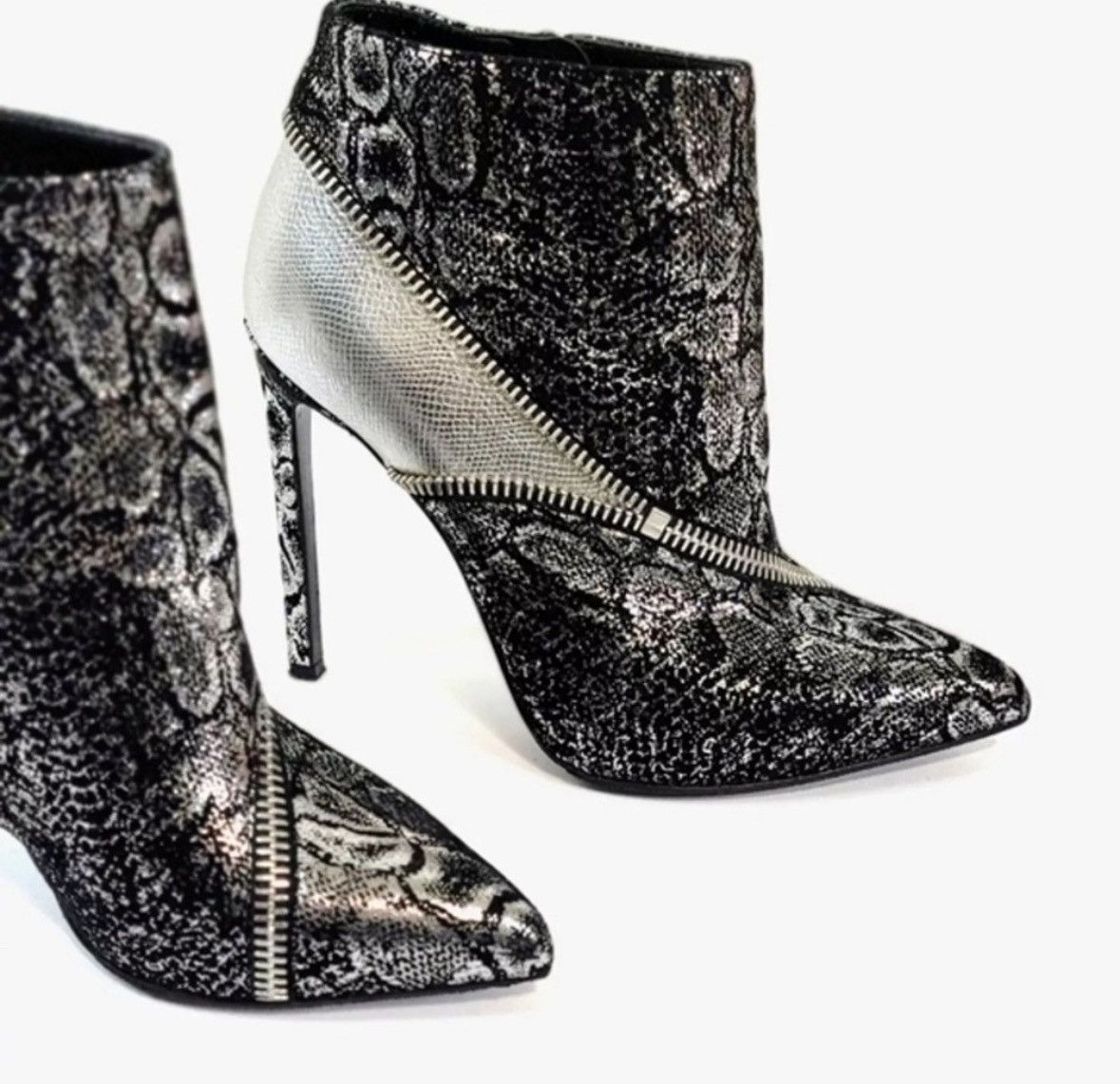 Saint Laurent Paris SAINT LAURENT Metallic Snakeskin Embossed Ankle Booties Size US 6.5 / IT 36.5 - 4 Thumbnail