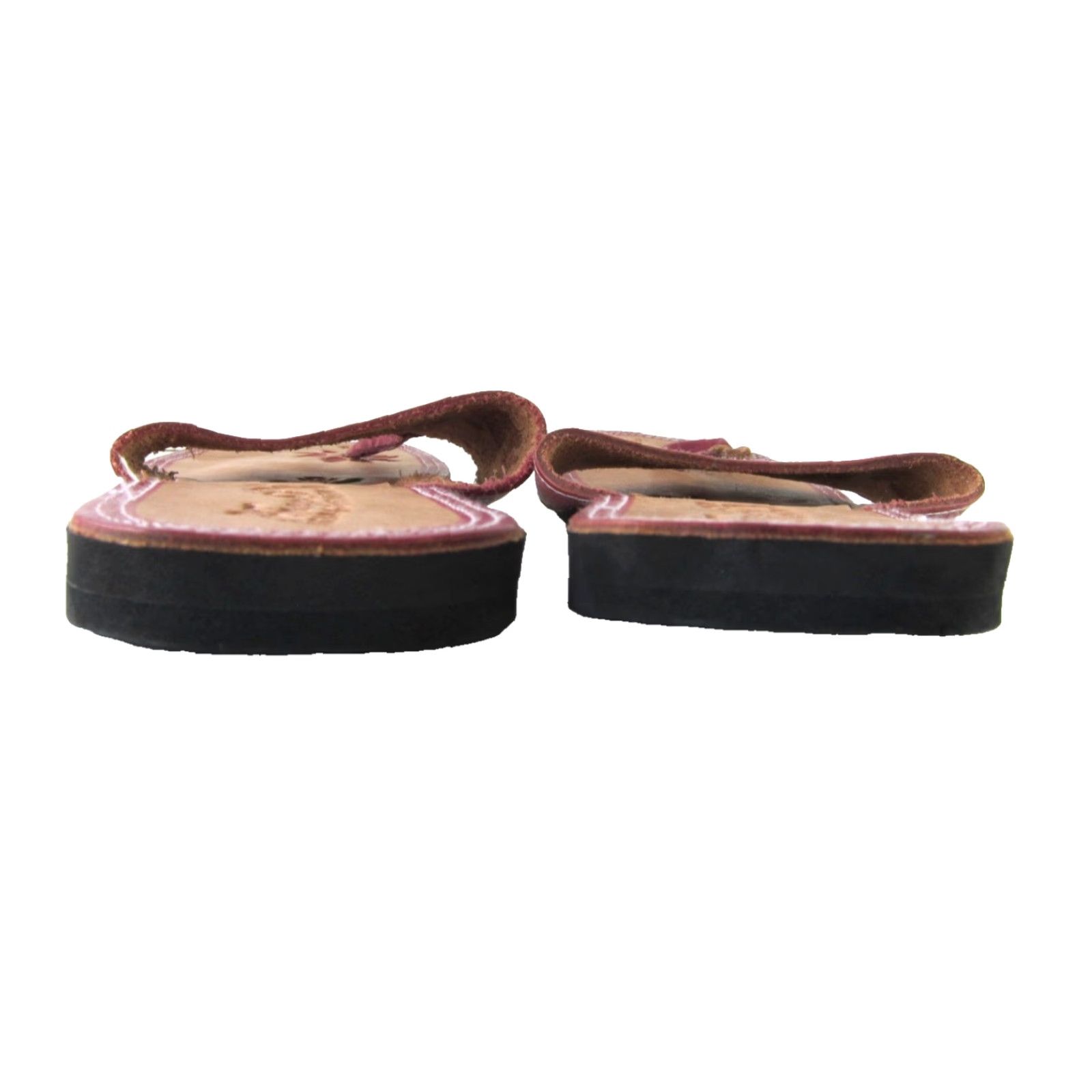 Vintage VTG Anay Pe Mexico Leather Red Floral T-Strap Slide Flip Flop Sandal Women 10 Size US 10 / IT 40 - 5 Thumbnail