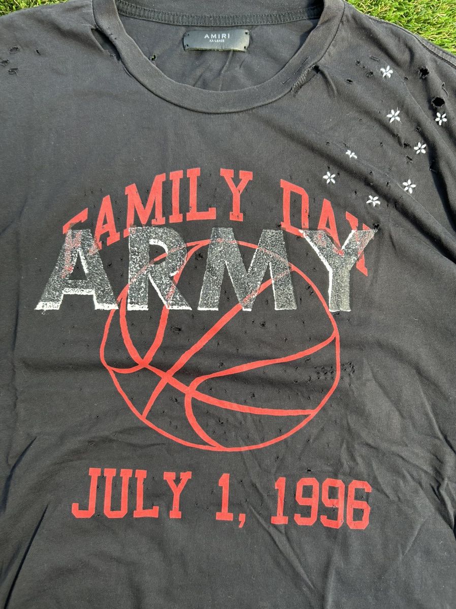 Amiri Amiri Distressed Basketball Family Day Black Tee Size US XXL / EU 58 / 5 - 4 Thumbnail