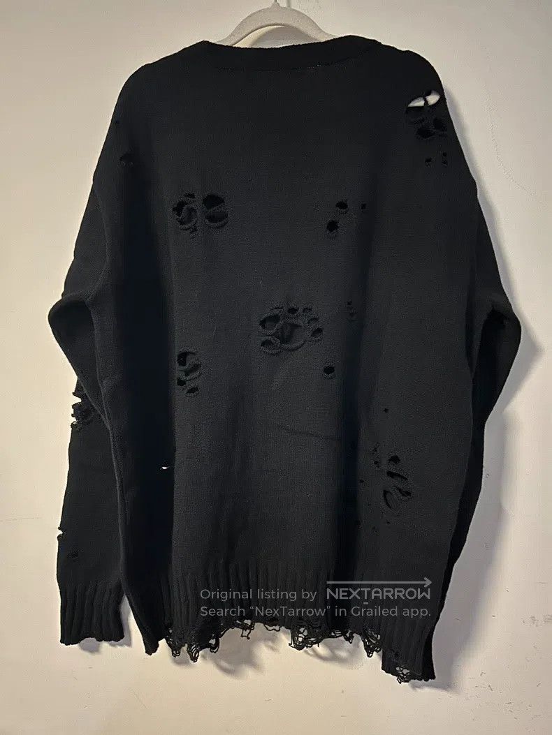 Song For The Mute SONG FOR THE MUTE Black wool cardigan with holes Size US M / EU 48-50 / 2 - 2 Thumbnail
