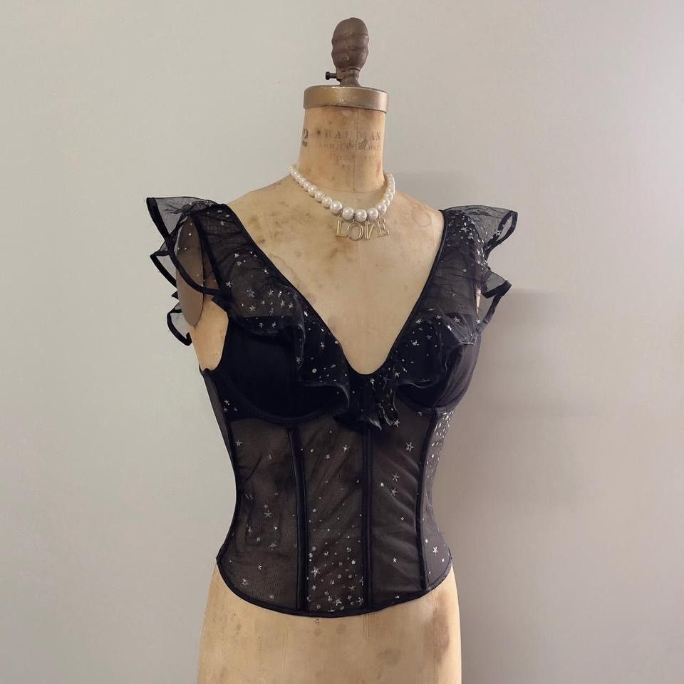 Victoria's Secret VS Black Mesh Corset Bustier (34B/32C) Size ONE SIZE - 1 Thumbnail
