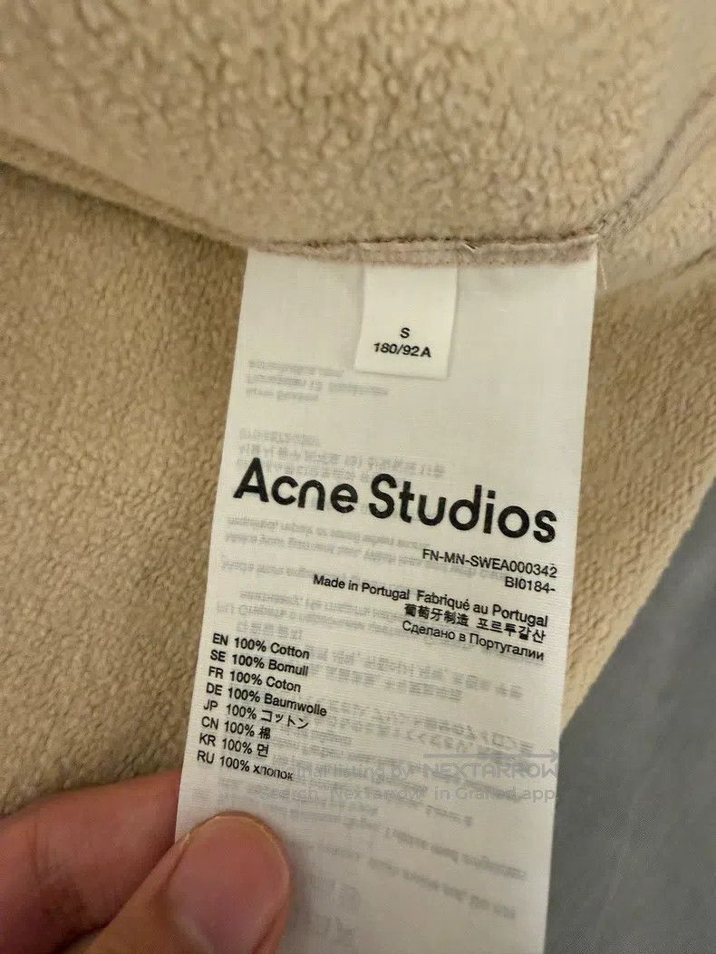 Acne Studios Acne Studios Beige Oatmeal Crewneck Long Sleeve Sweatshirt Size US S / EU 44-46 / 1 - 3 Thumbnail