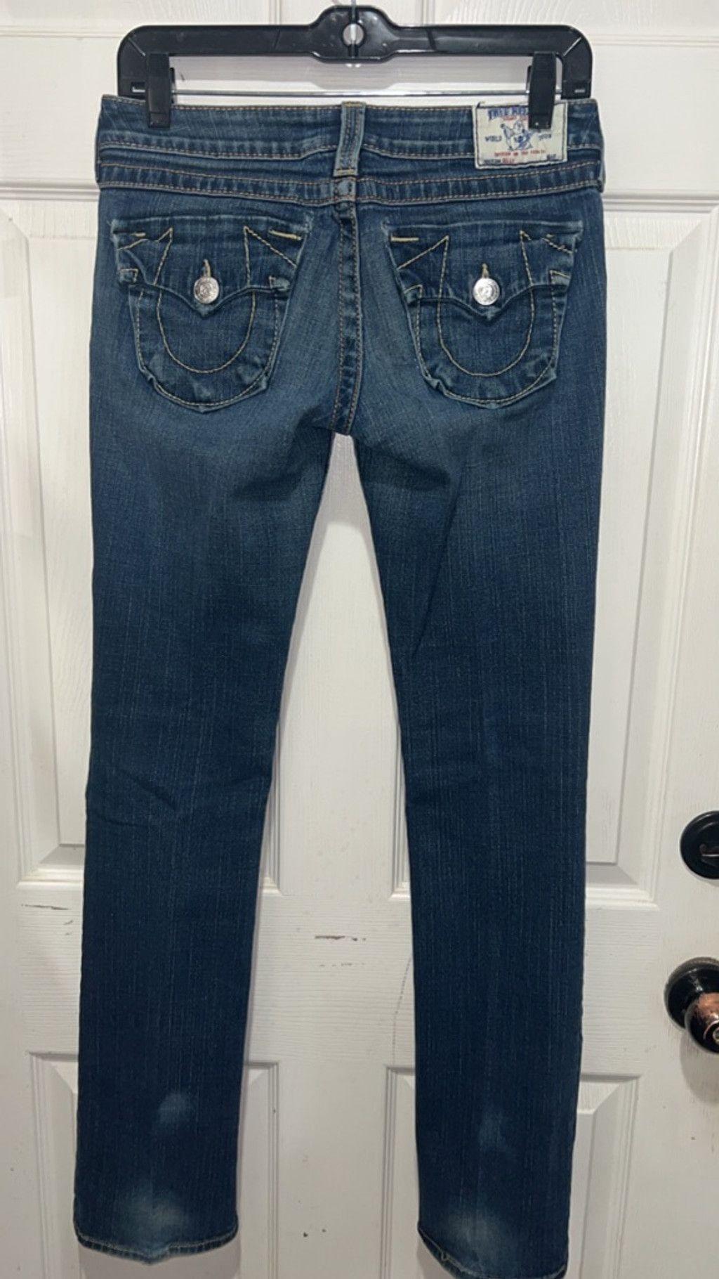 True Religion Women's True Religion Straight Leg Jeans Blue Gold Size 28 Size 28" / US 6 / IT 42 - 2 Thumbnail