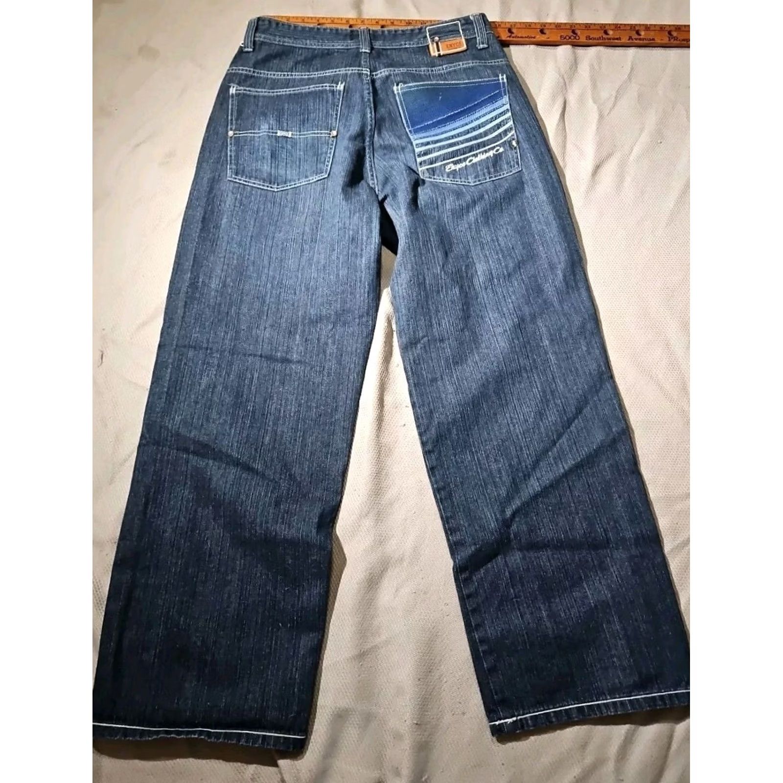 Enyce VINTAGE Enyce Jeans Mens 32 Blue Denim Baggy Embroidered Y2K Wide-Leg 2000s Pants Hip Hop Mens 32 Denim Jeans Size US 32 / EU 48 - 2 Thumbnail