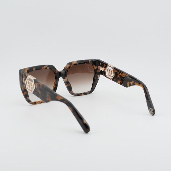 Philipp Plein Philipp Plein SPP160 04BL Sunglasses Havana Square Frame Size ONE SIZE - 4 Thumbnail
