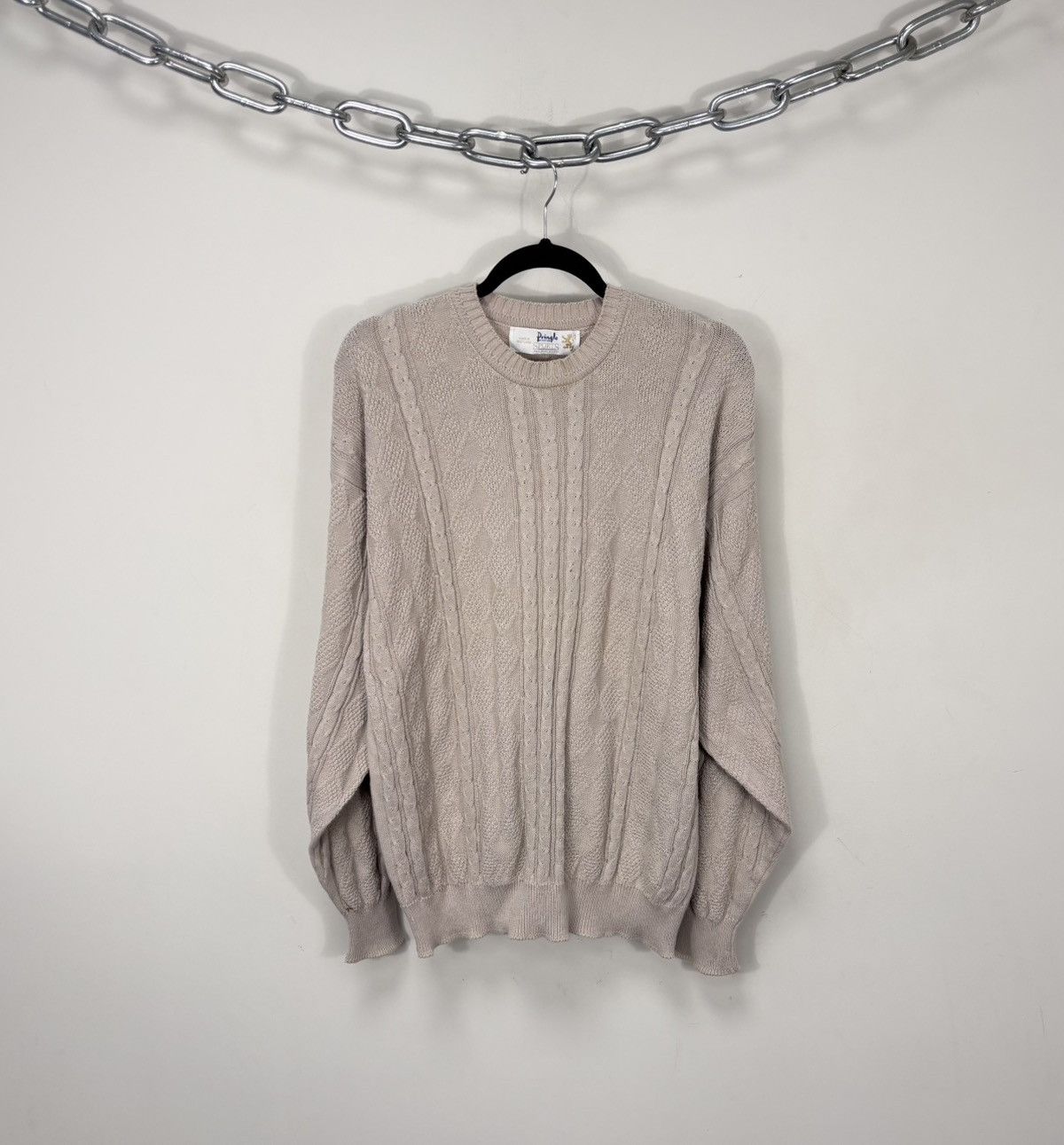 Pringle Of Scotland Vintage Pringle Of Scotland Beige Cable Knit Cotton Sweater Size US M / EU 48-50 / 2 - 1 Thumbnail