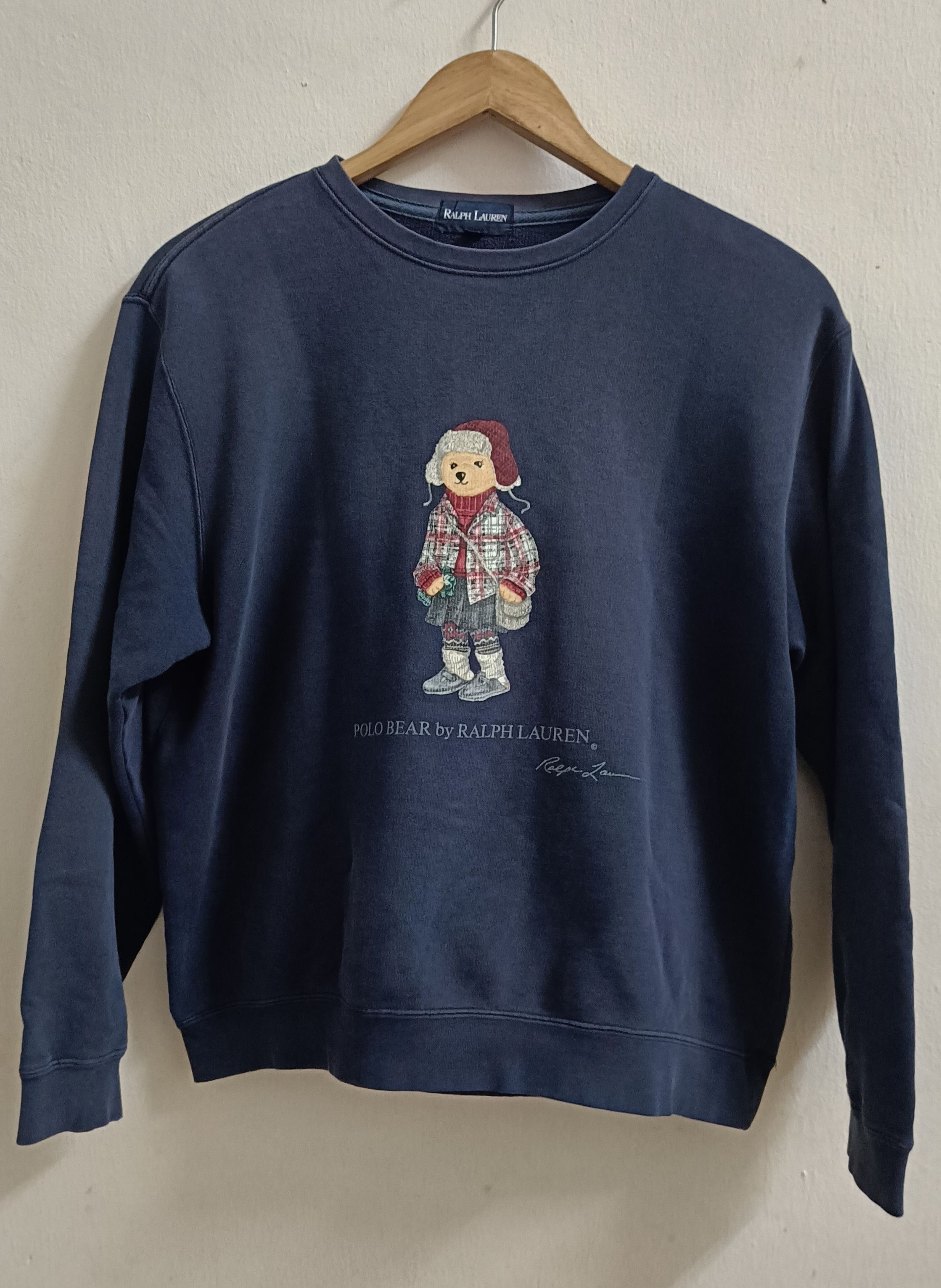image of Polo Ralph Lauren Sweatshirt Vintage Polo Bear Ralph Laurent in Blue, Women's (Size Medium)