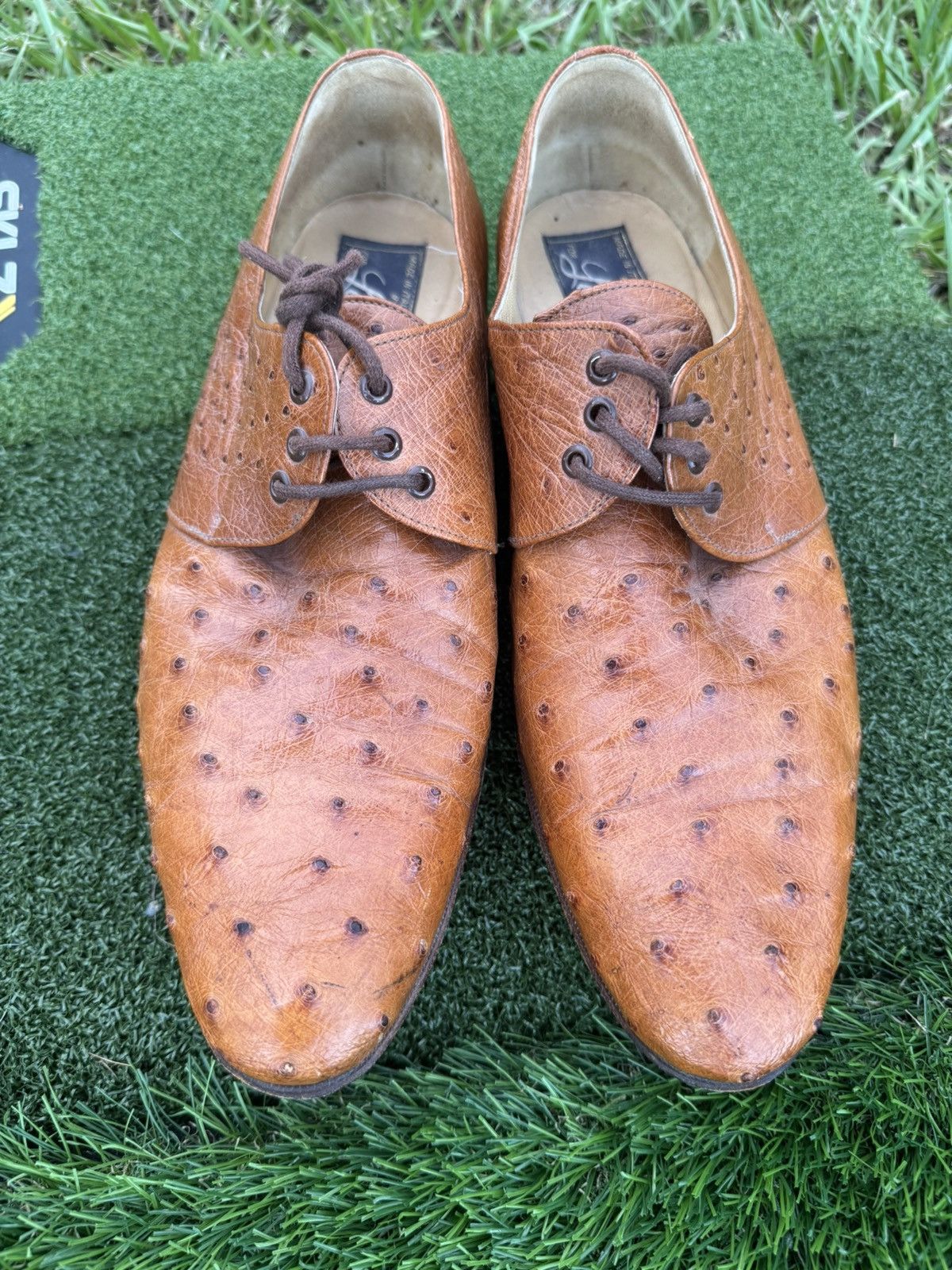 Rare Mauri for Leighton's Italy Ostrich Leather Oxfords 11D