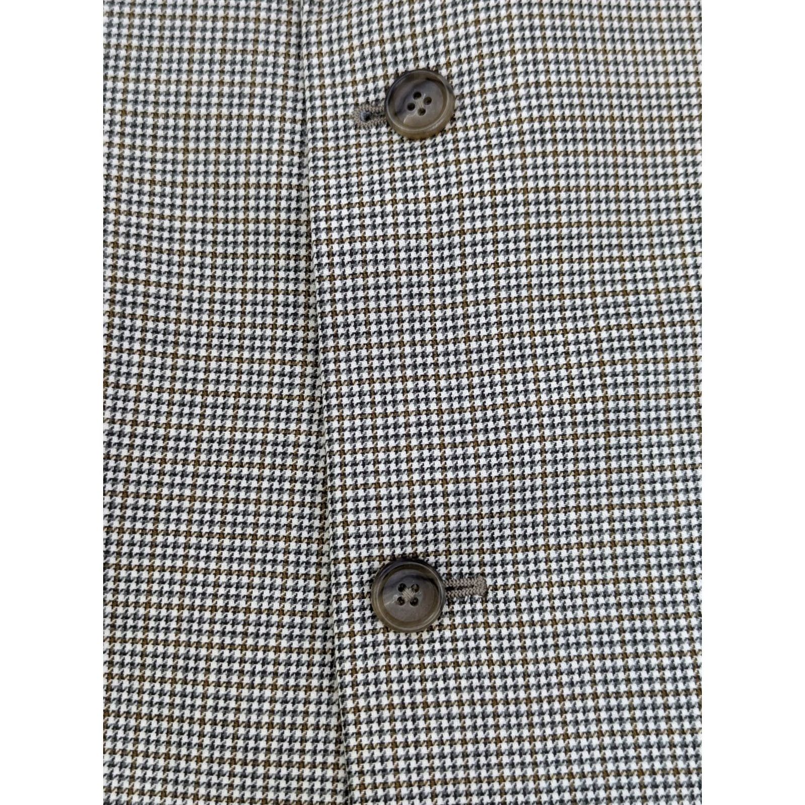Jos. A. Bank Jos. A. Bank Gordon Signature Wool Blazer Jacket Men 42L Beige Houndstooth Wool Front Button Style Two-Button Single-Breasted Casual Business Mens Size 42R - 4 Thumbnail