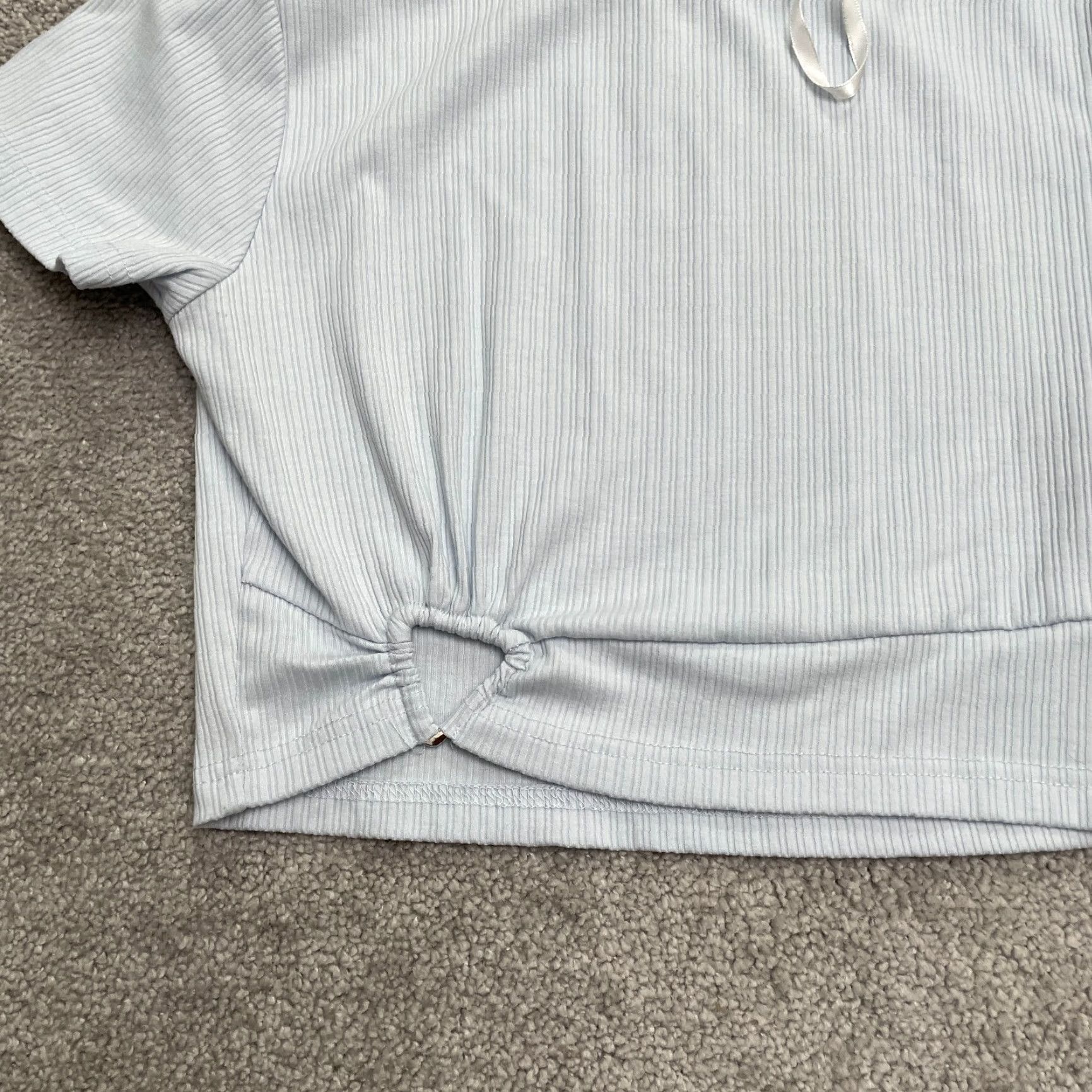 AQUA Aqua Cropped Top WOmens Small Pastel Blue Short Sleeve Casual By Bloomingdale's Size S / US 4 / IT 40 - 4 Thumbnail