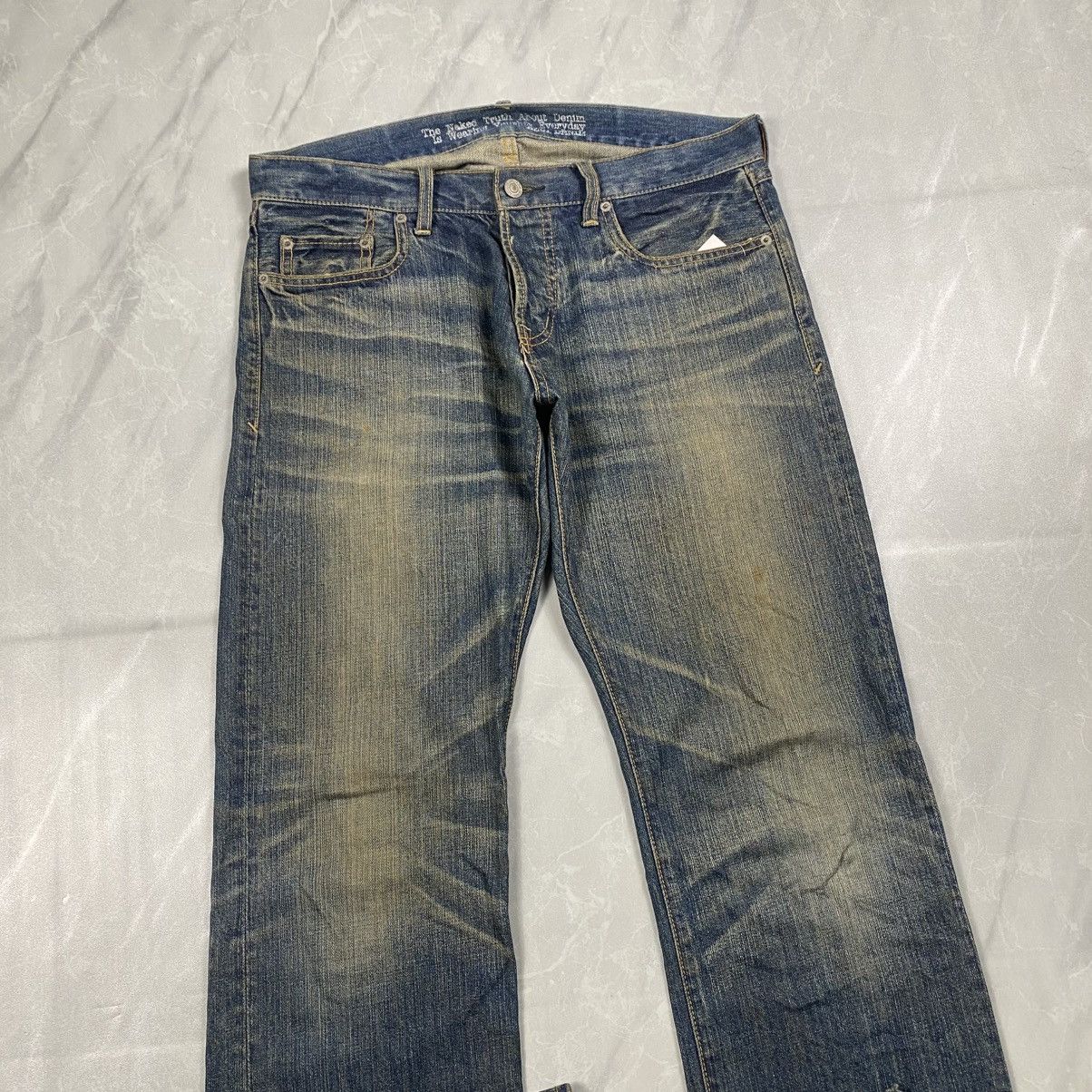 Japanese Brand Rare Azul Japan Poem Wording Pocket Mudwash Denim Size US 33 - 4 Thumbnail