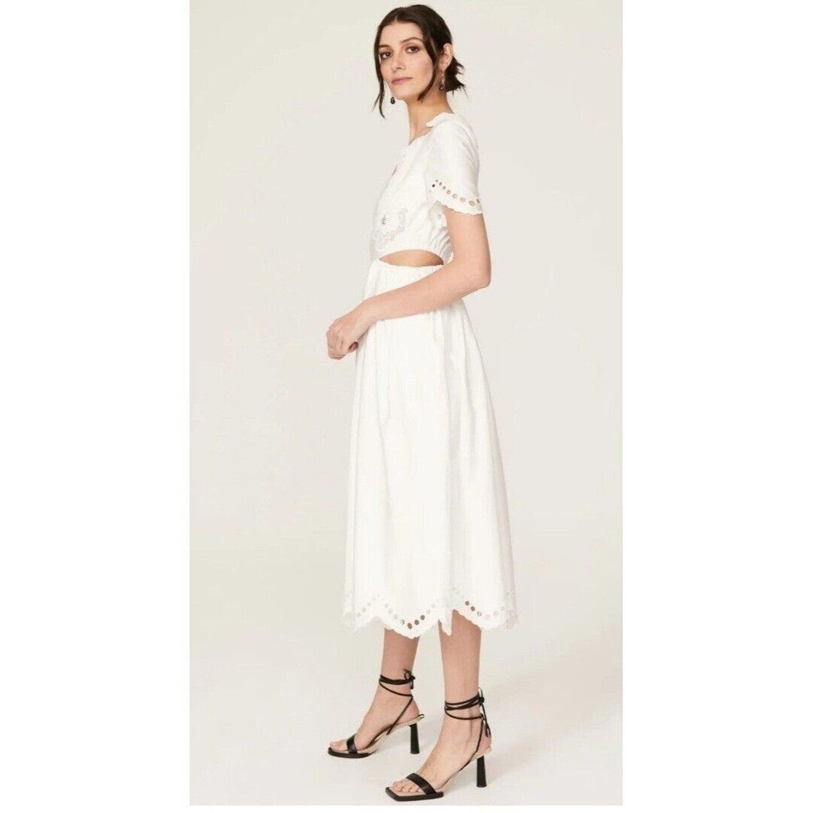 Self-Portrait RTR sz 8 white self portrait broderie scallop cut out dress Size M / US 6-8 / IT 42-44 - 5 Thumbnail