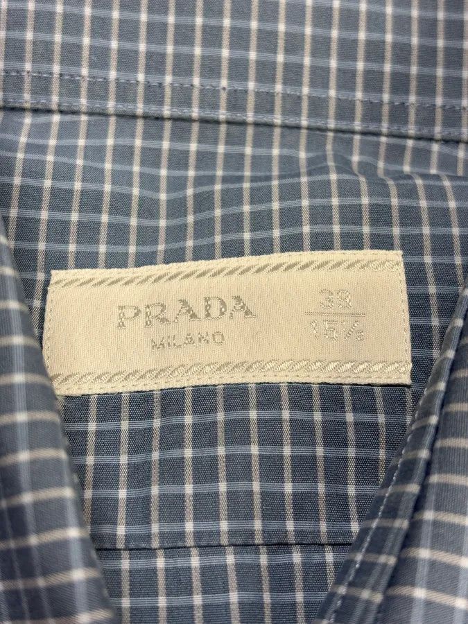 Prada 2000s Prada Blue Gradient Checkered Shirt Size US M / EU 48-50 / 2 - 7 Thumbnail