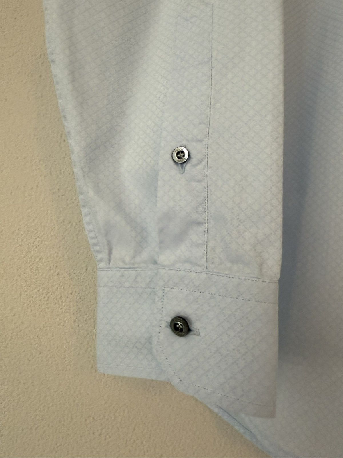 Gucci Light Blue Shirt with Micro Diamond Pattern Size US M / EU 48-50 / 2 - 7 Thumbnail